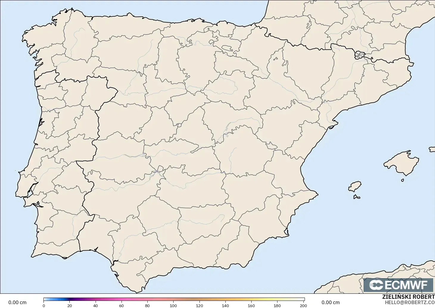 ECMWF IFS 0,25° modelo - Espanha, Profundidade da neve