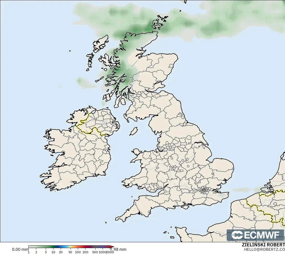ECMWF IFS 0,25° modelo - Reino Unido, Acúmulo de precipitação