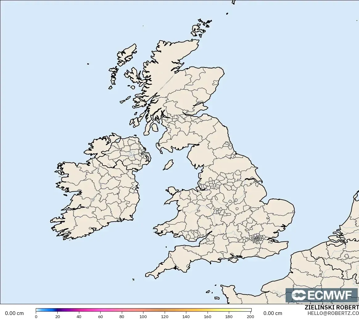 ECMWF IFS 0,25° modelo - Reino Unido, Profundidade da neve
