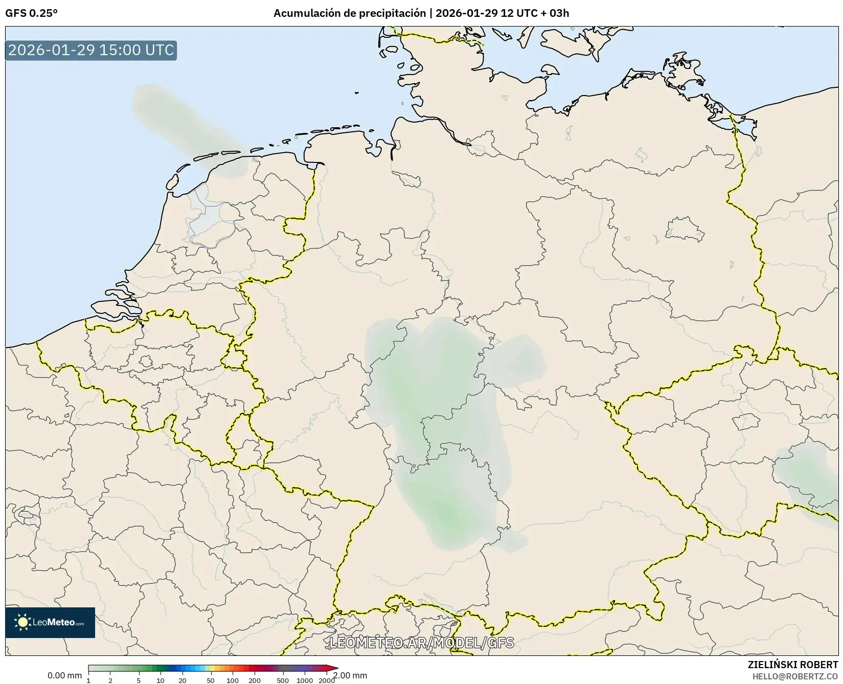 GFS model - Alemanha, Acúmulo de precipitação