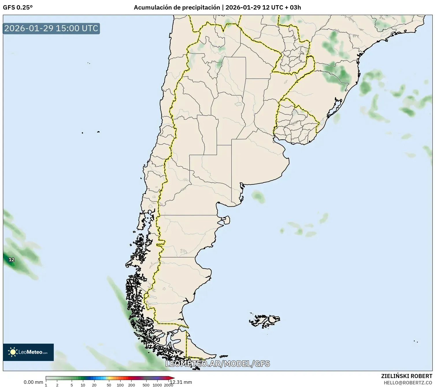 GFS model - Argentina, Acúmulo de precipitação