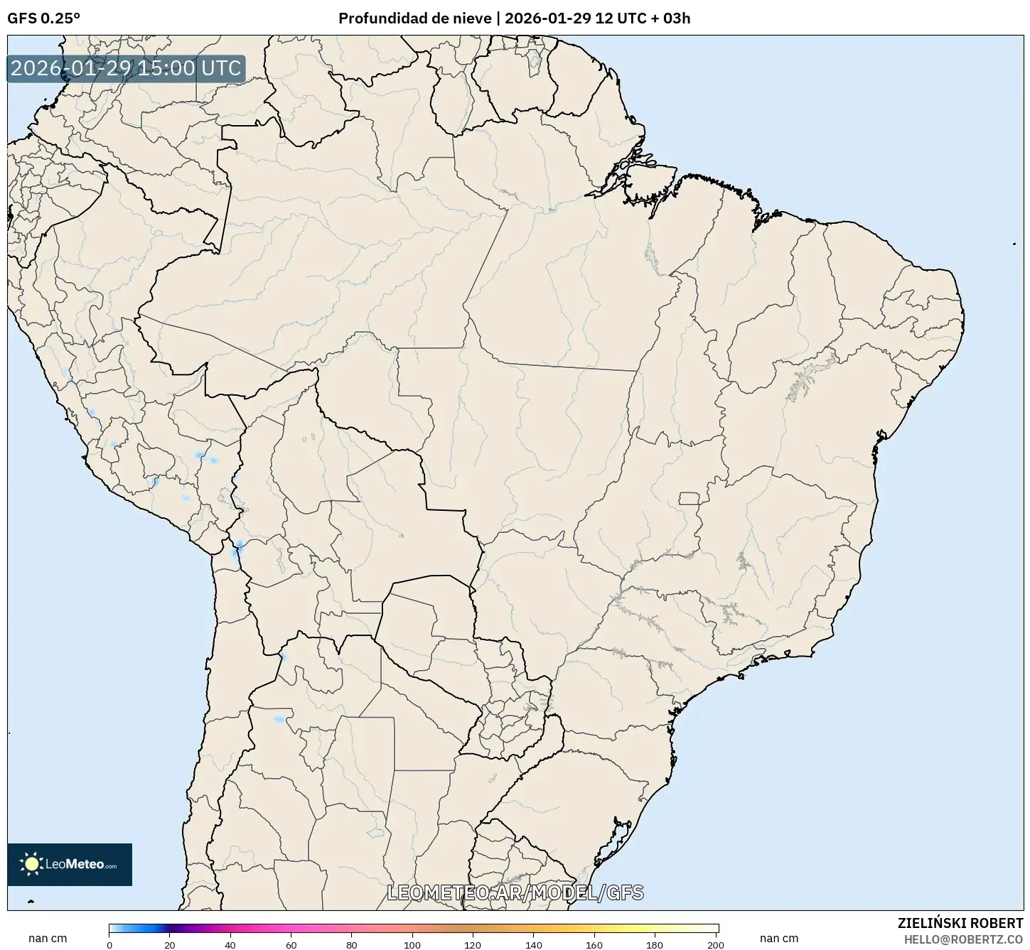 GFS model - Brasil, Profundidade da neve