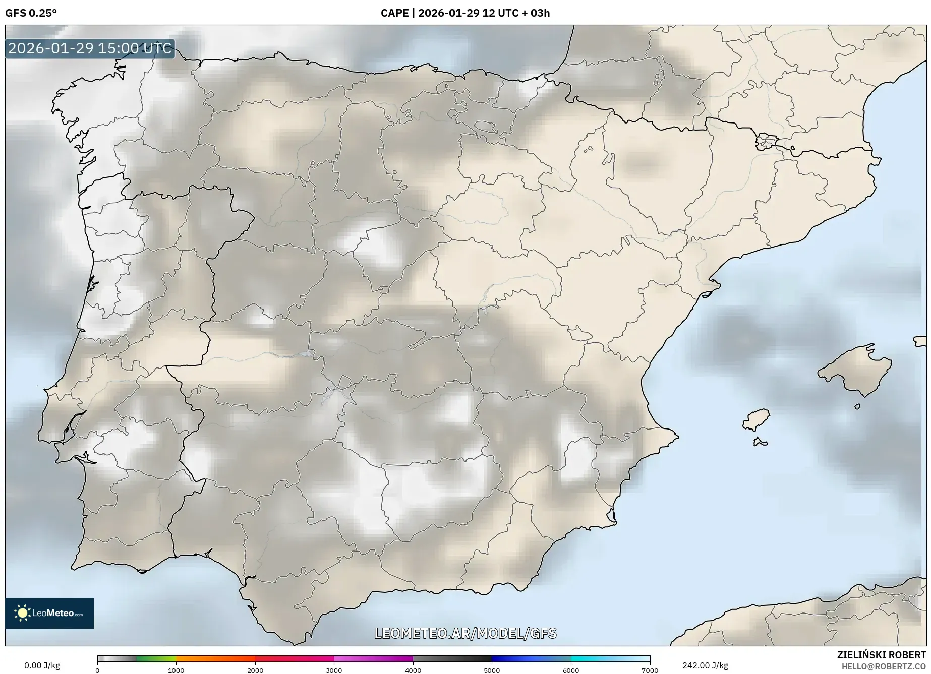 GFS model - Espanha, CAPE