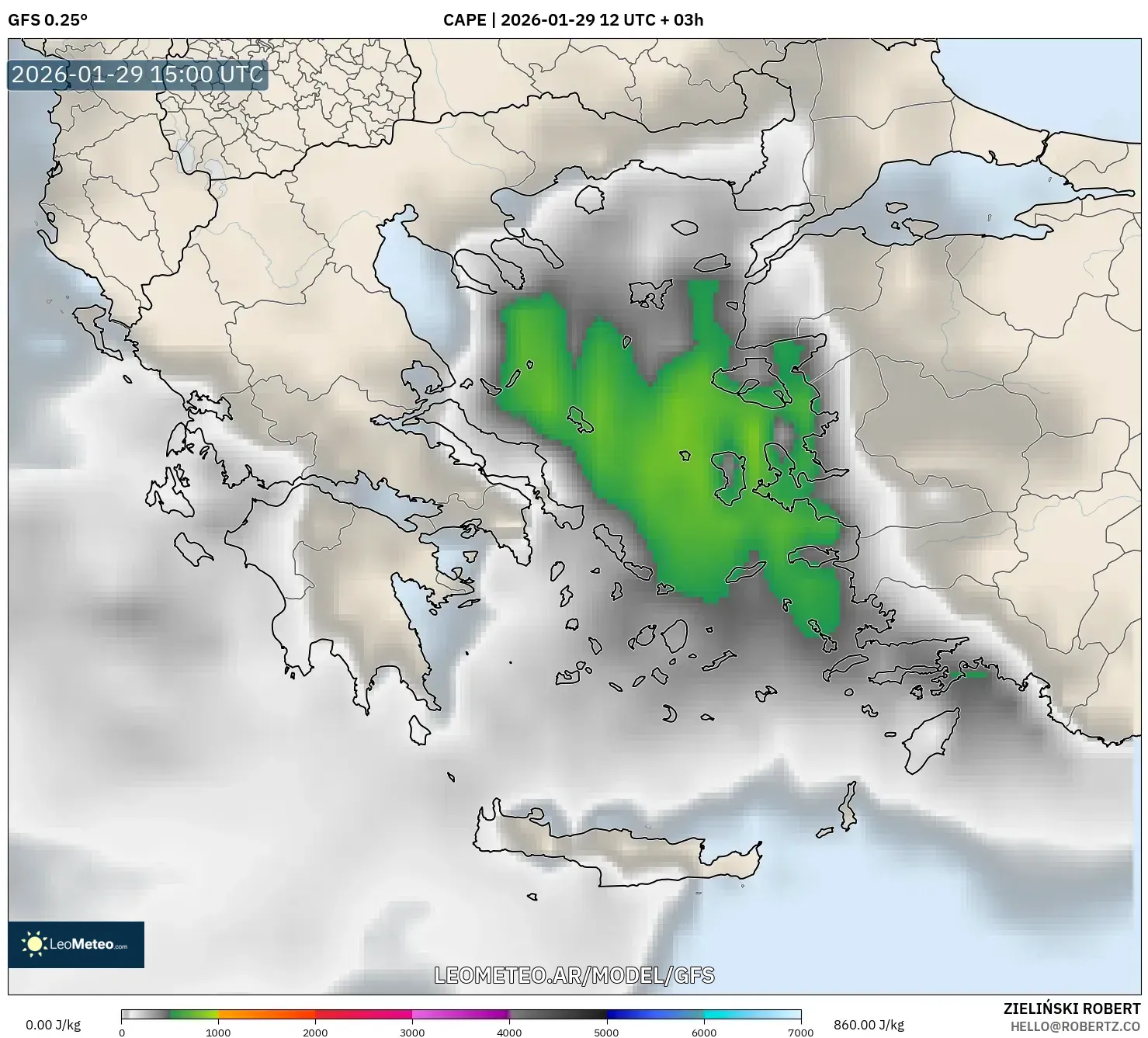 GFS model - Grécia, CAPE