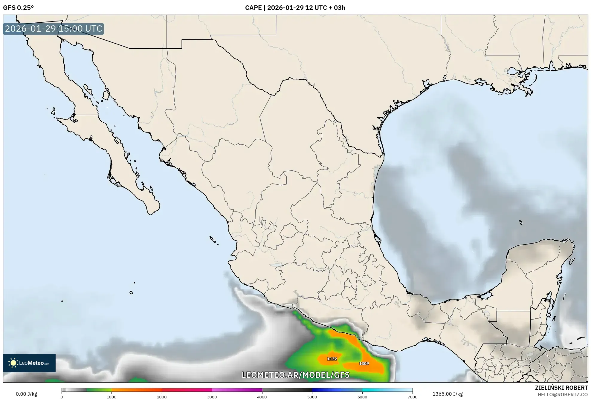 GFS model - México, CAPE