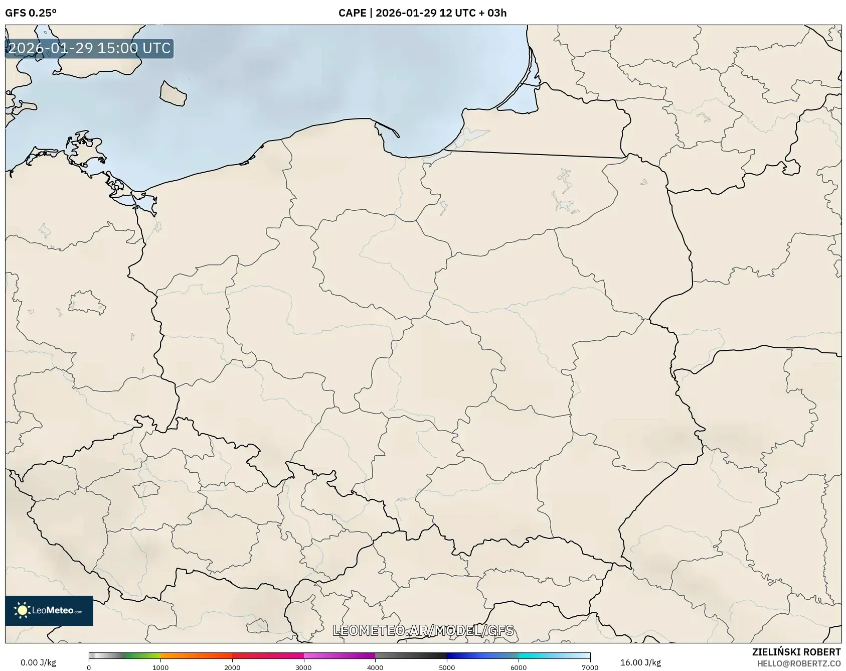GFS model - Polônia, CAPE