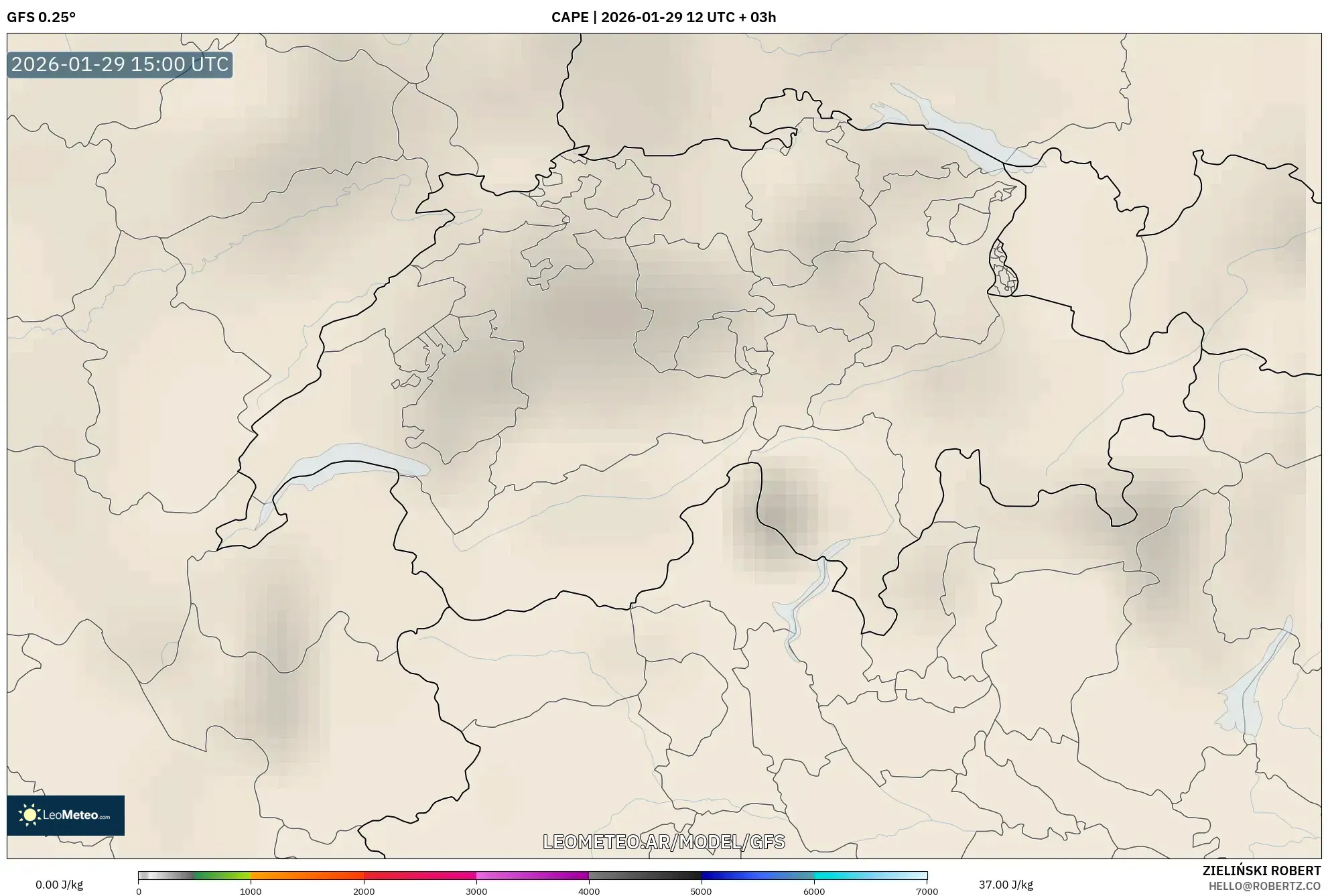 GFS model - Suíça, CAPE