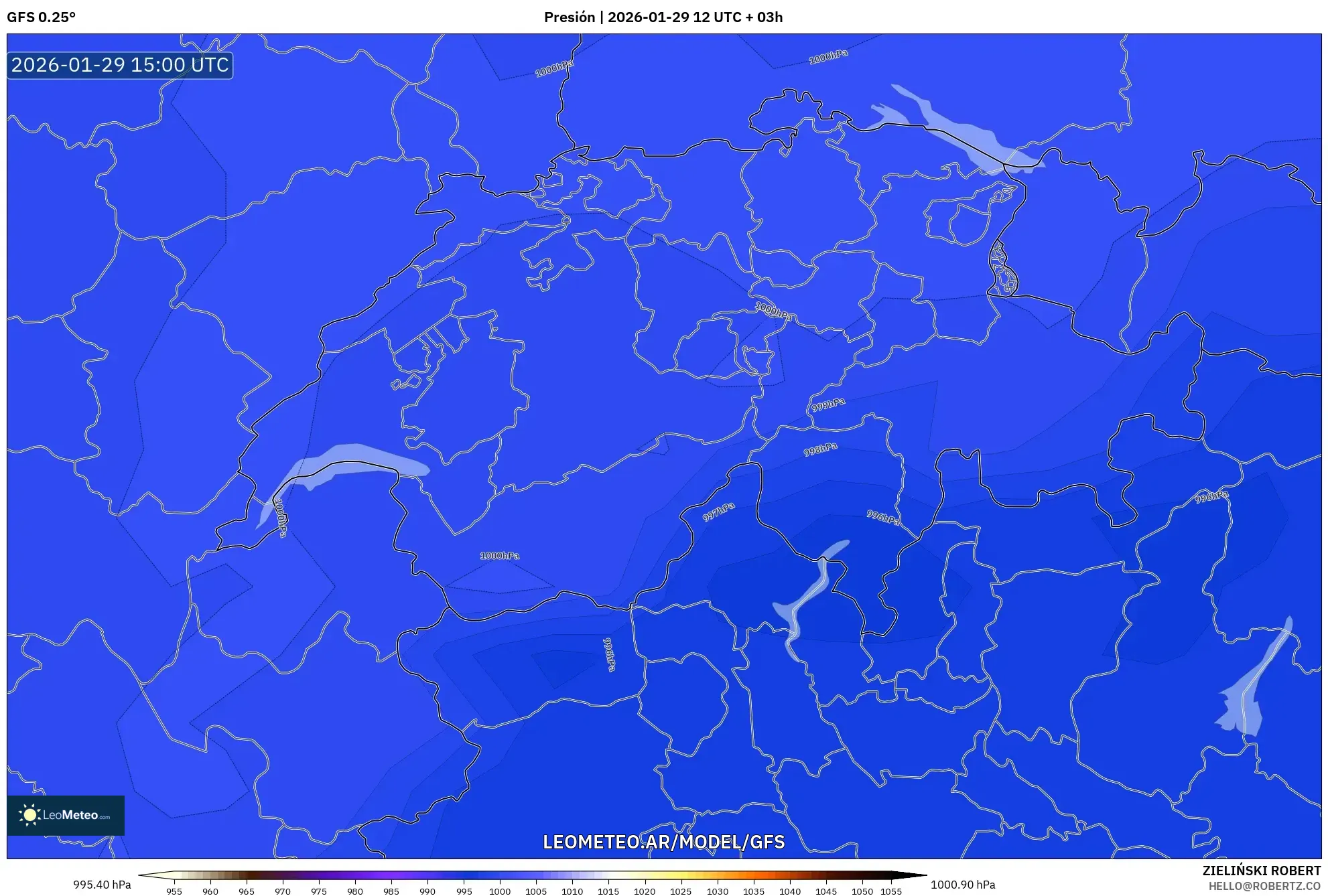 GFS model - Suíça, Pressão