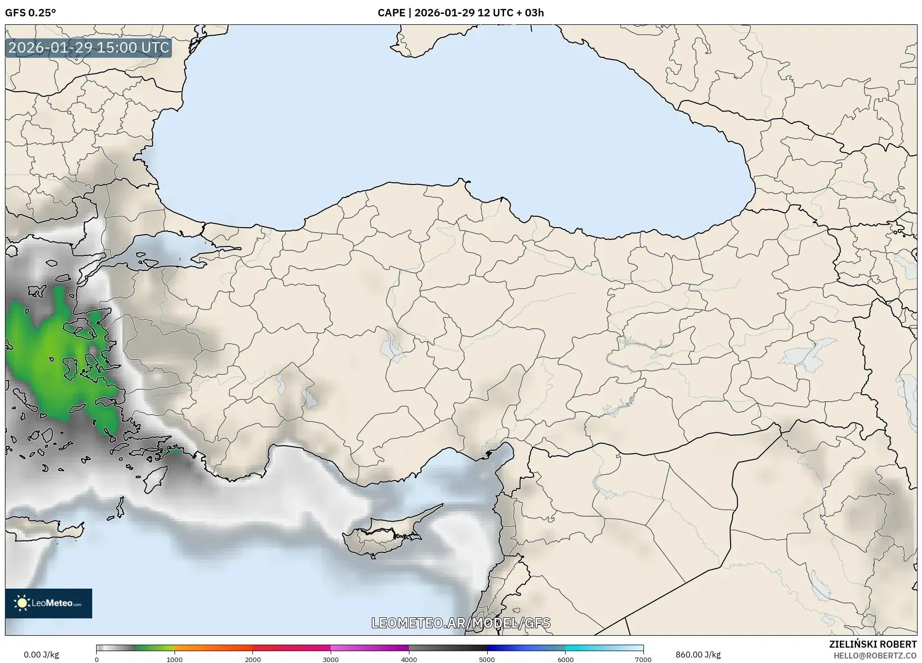 GFS model - Turquia, CAPE