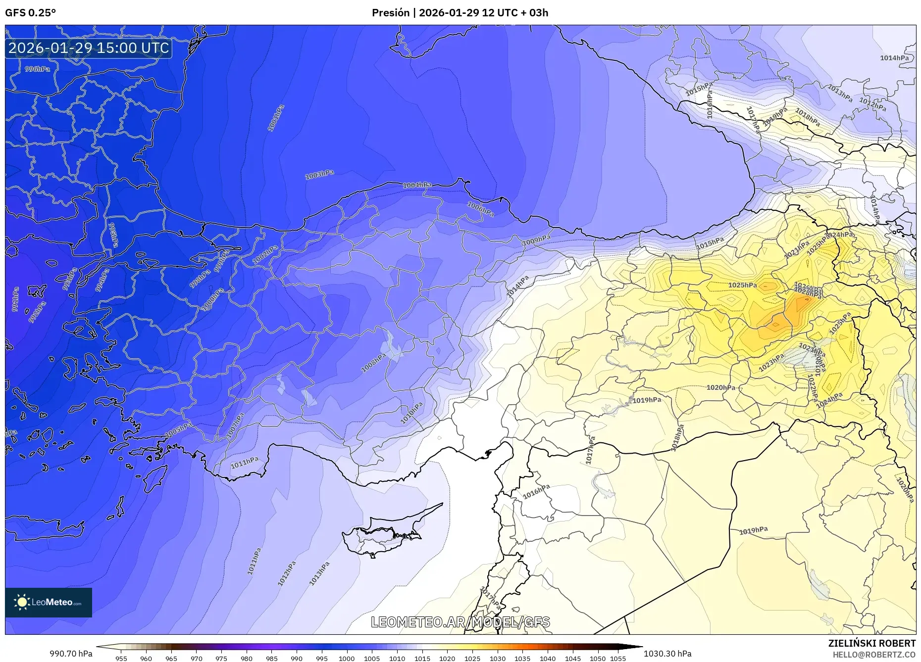 GFS model - Turquia, Pressão