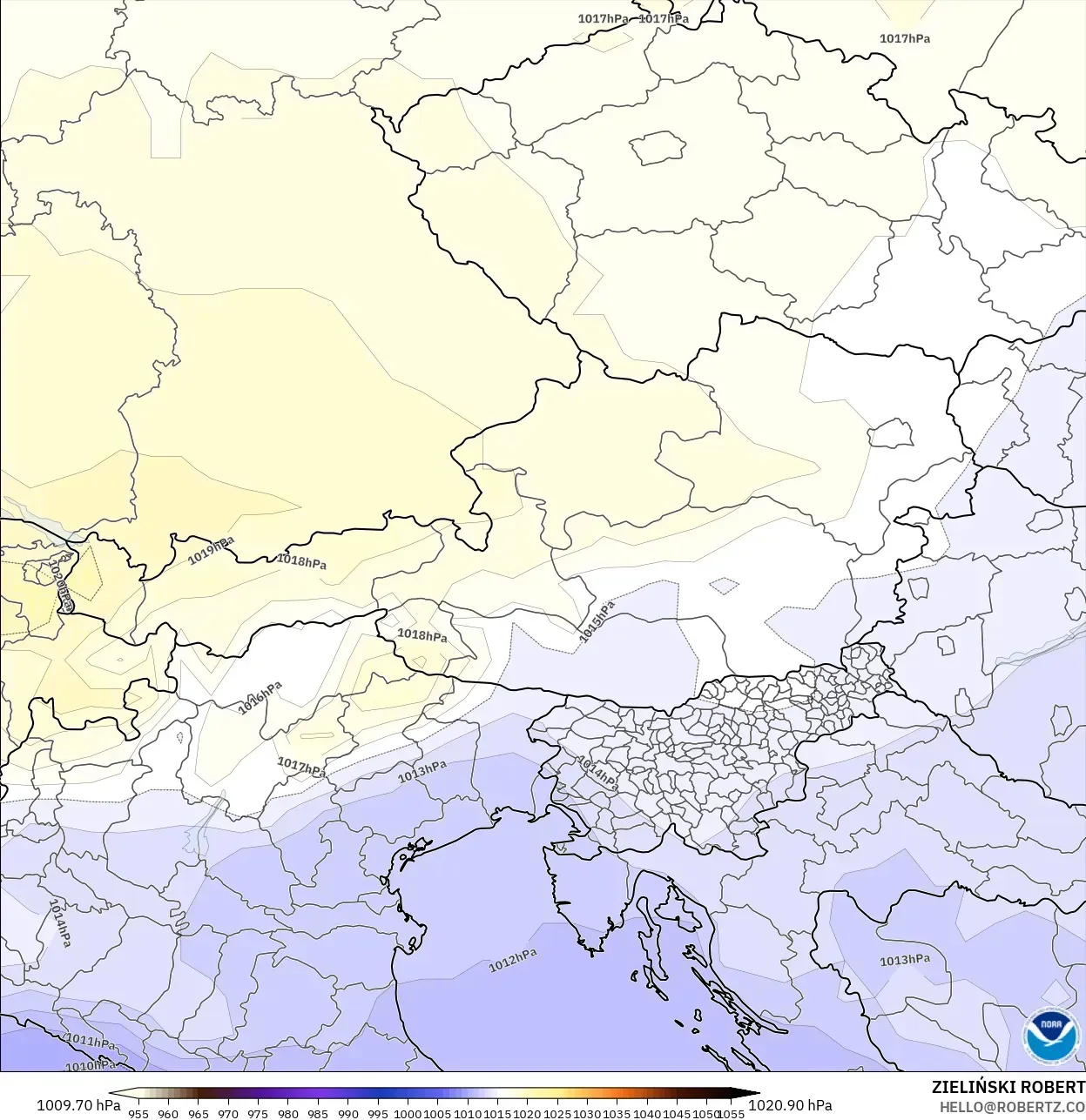 GFS modelo - Áustria, Pressão