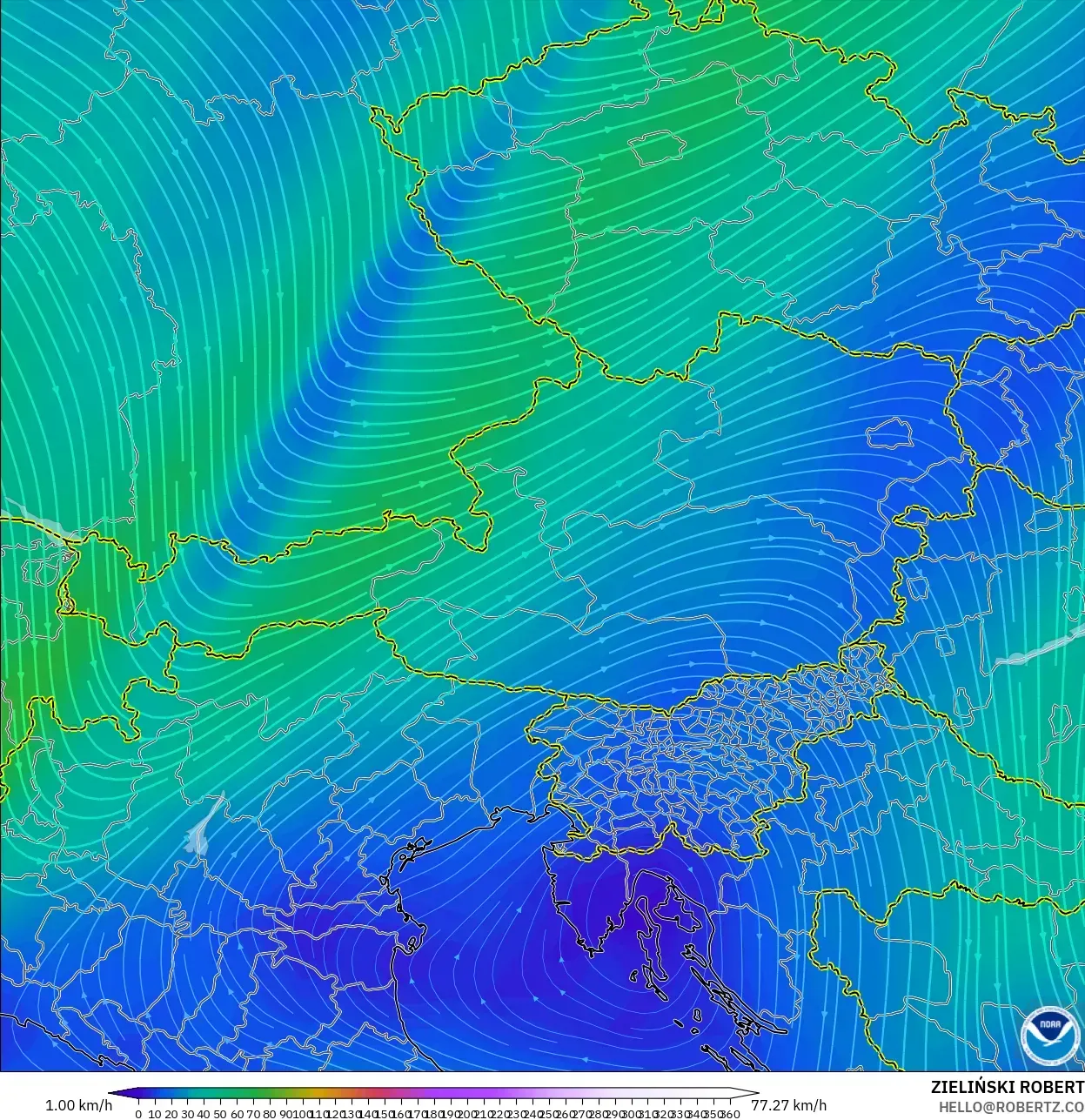 GFS modelo - Áustria, Vento a 300 hPa (corrente em jato)