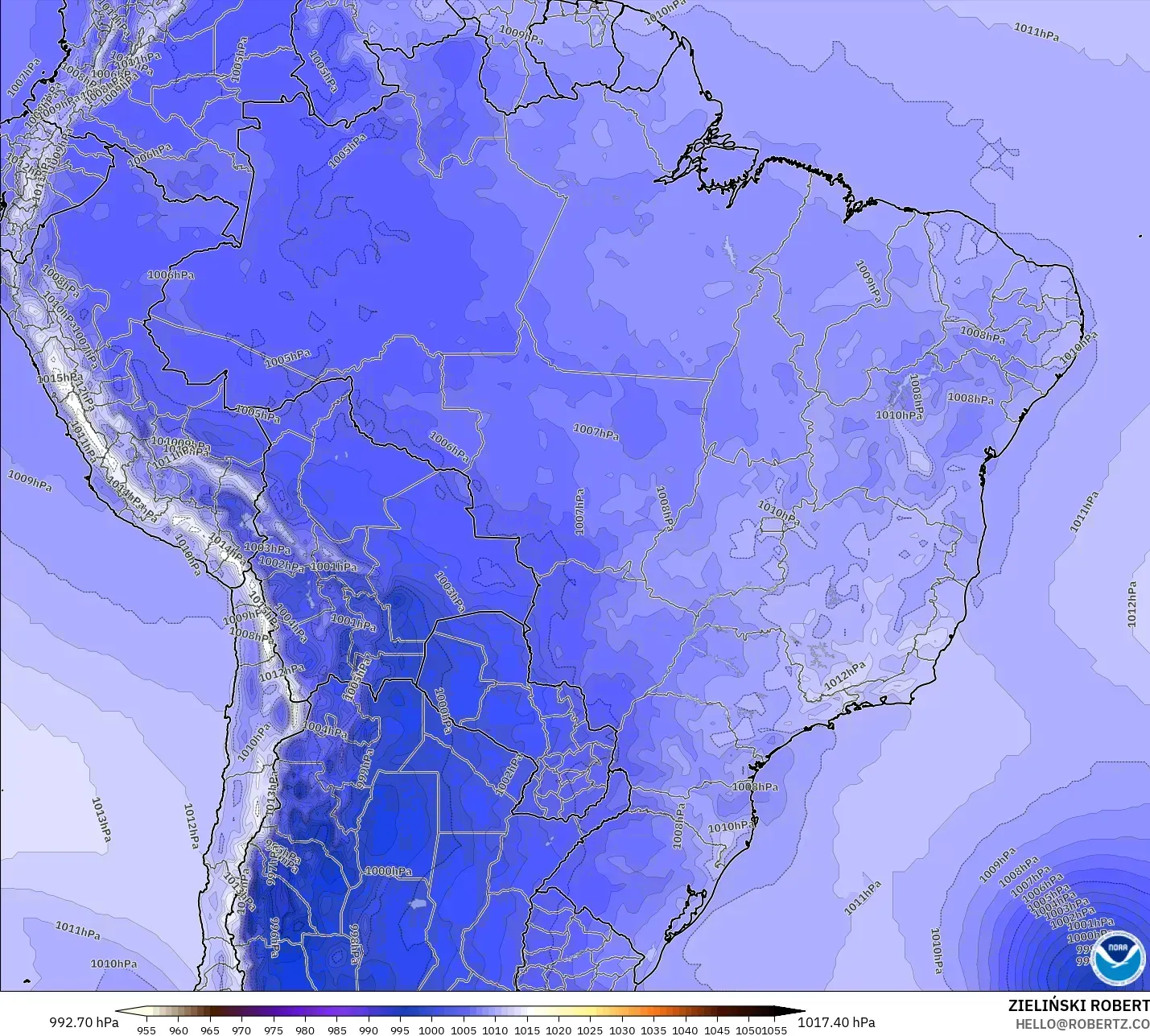 GFS modelo - Brasil, Pressão