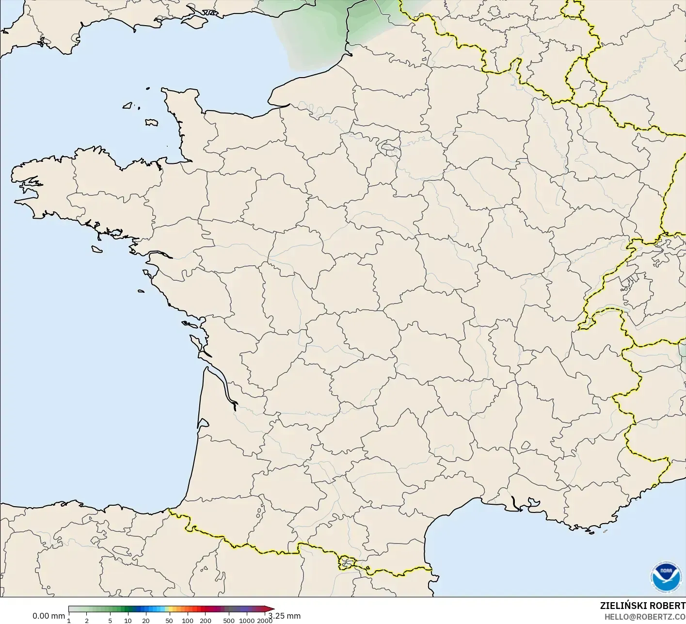 GFS modelo - França, Acúmulo de precipitação