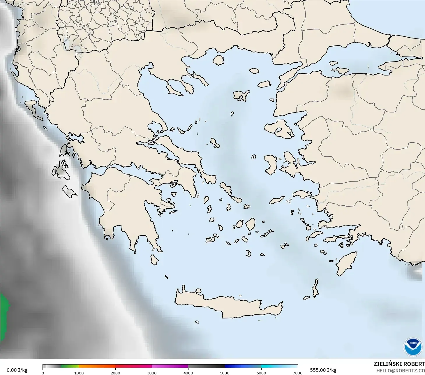 GFS modelo - Grécia, CAPE