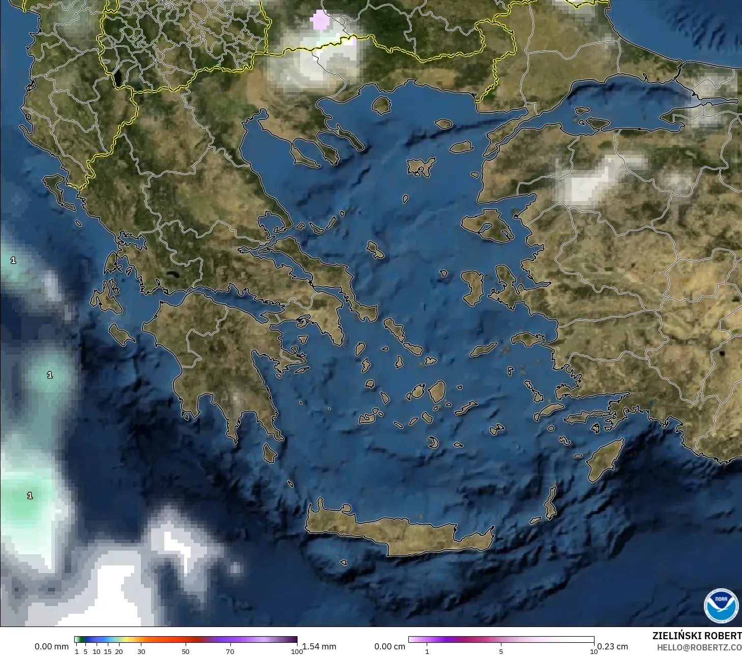 GFS modelo - Grécia, Precipitação, nuvens e pressão