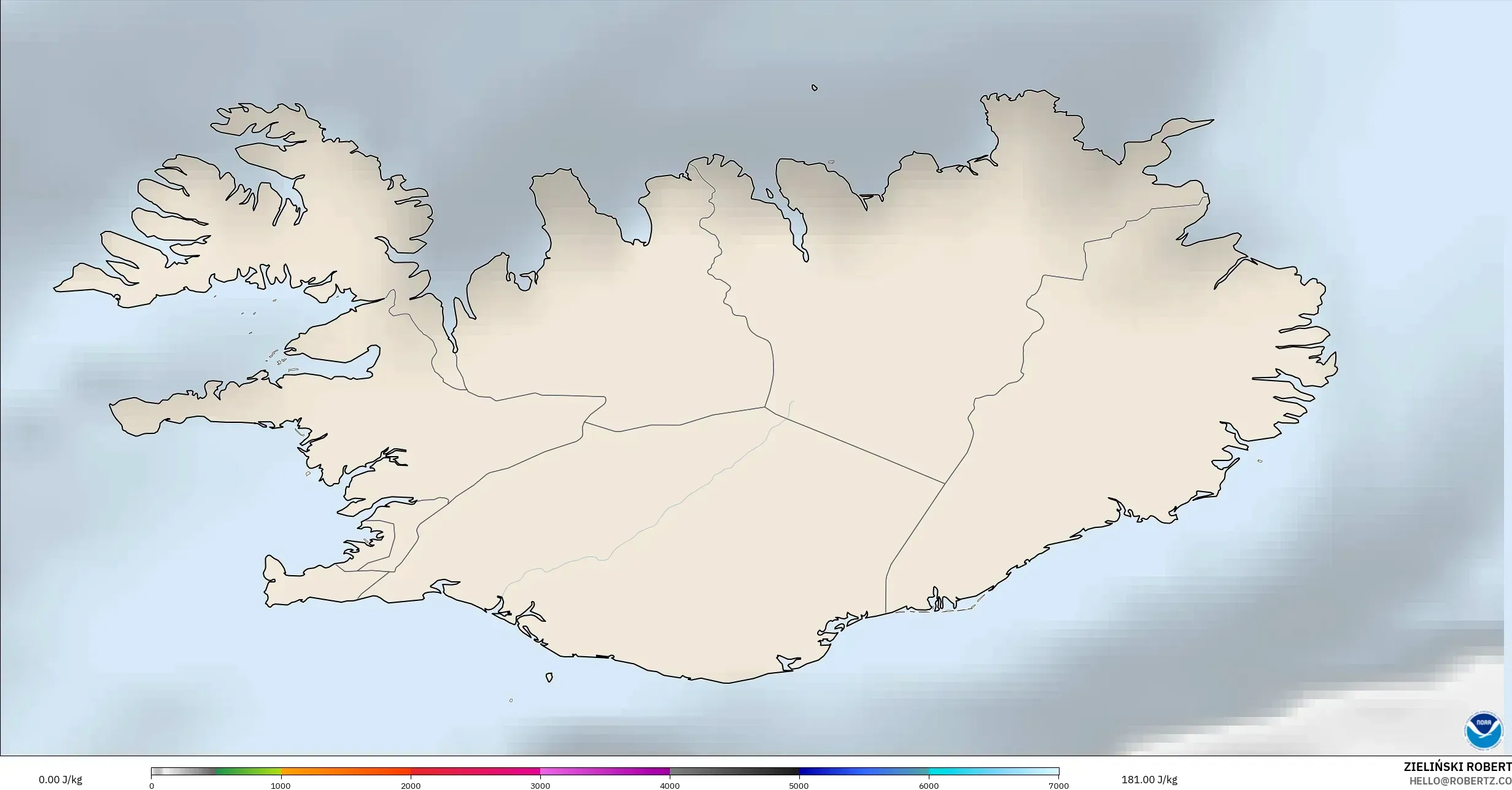 GFS modelo - Islândia, CAPE