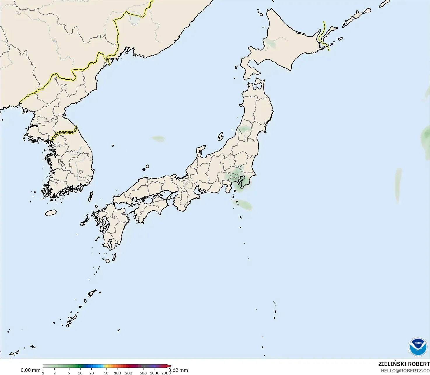 GFS modelo - Japão, Acúmulo de precipitação