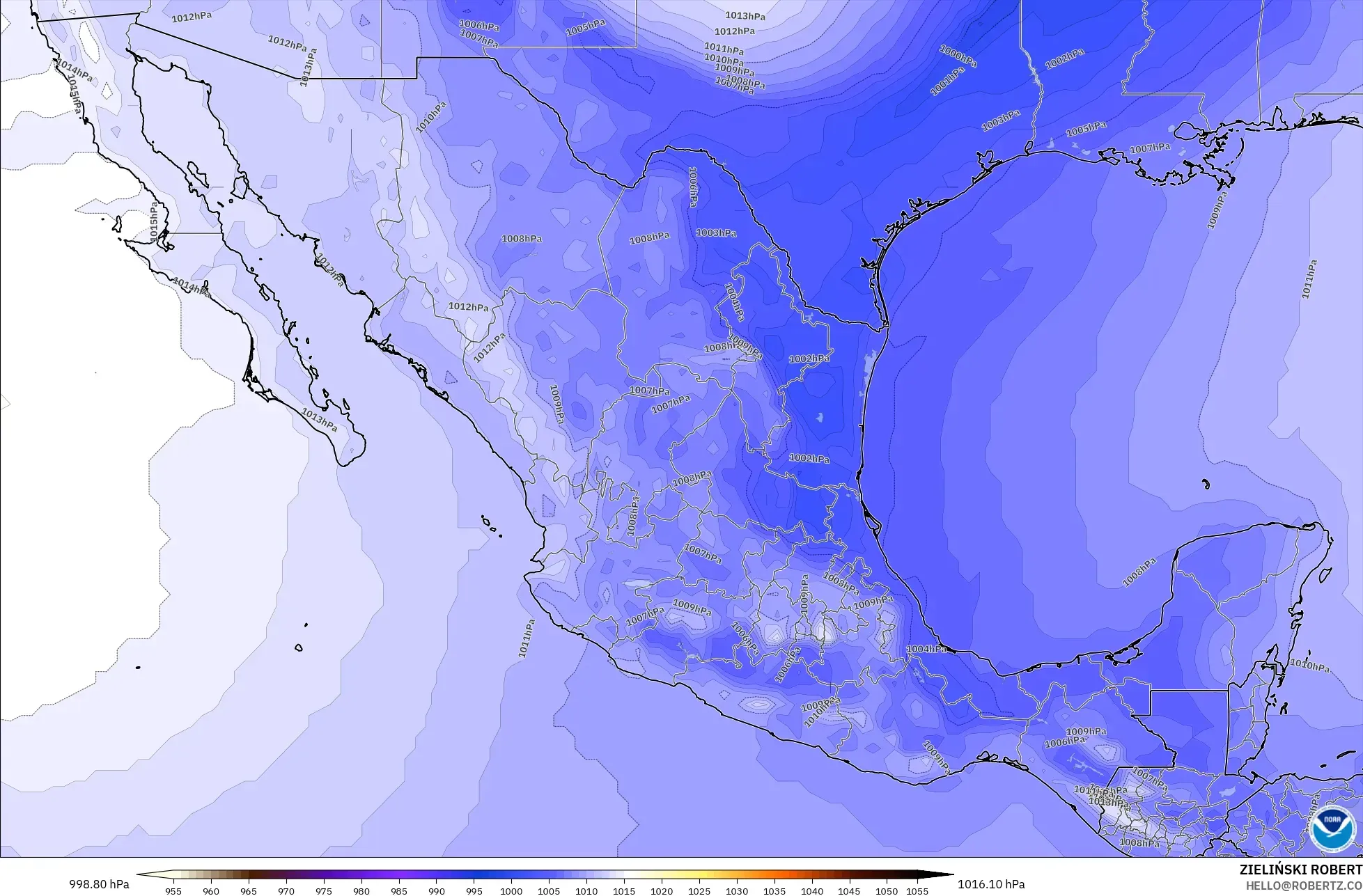 GFS modelo - México, Pressão