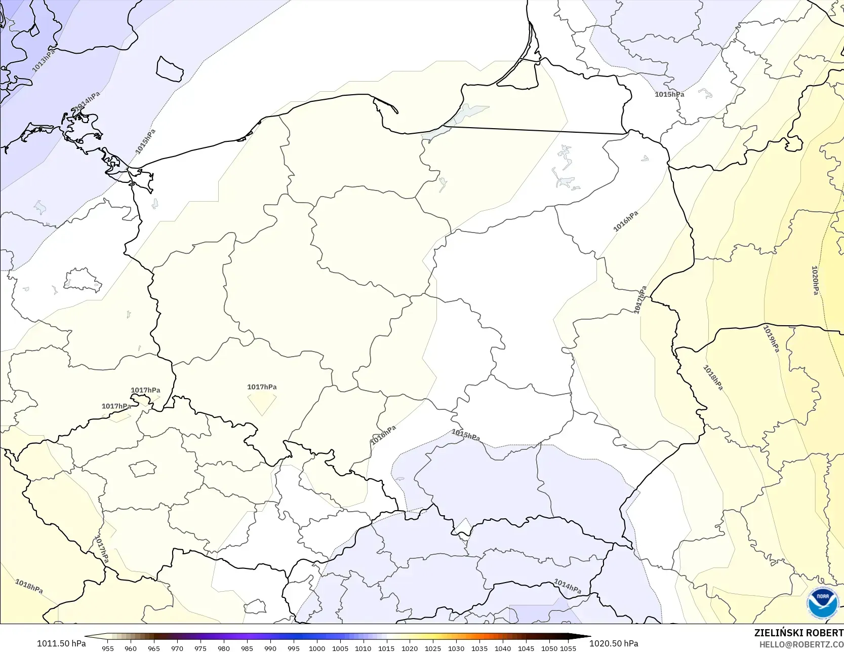 GFS modelo - Polônia, Pressão