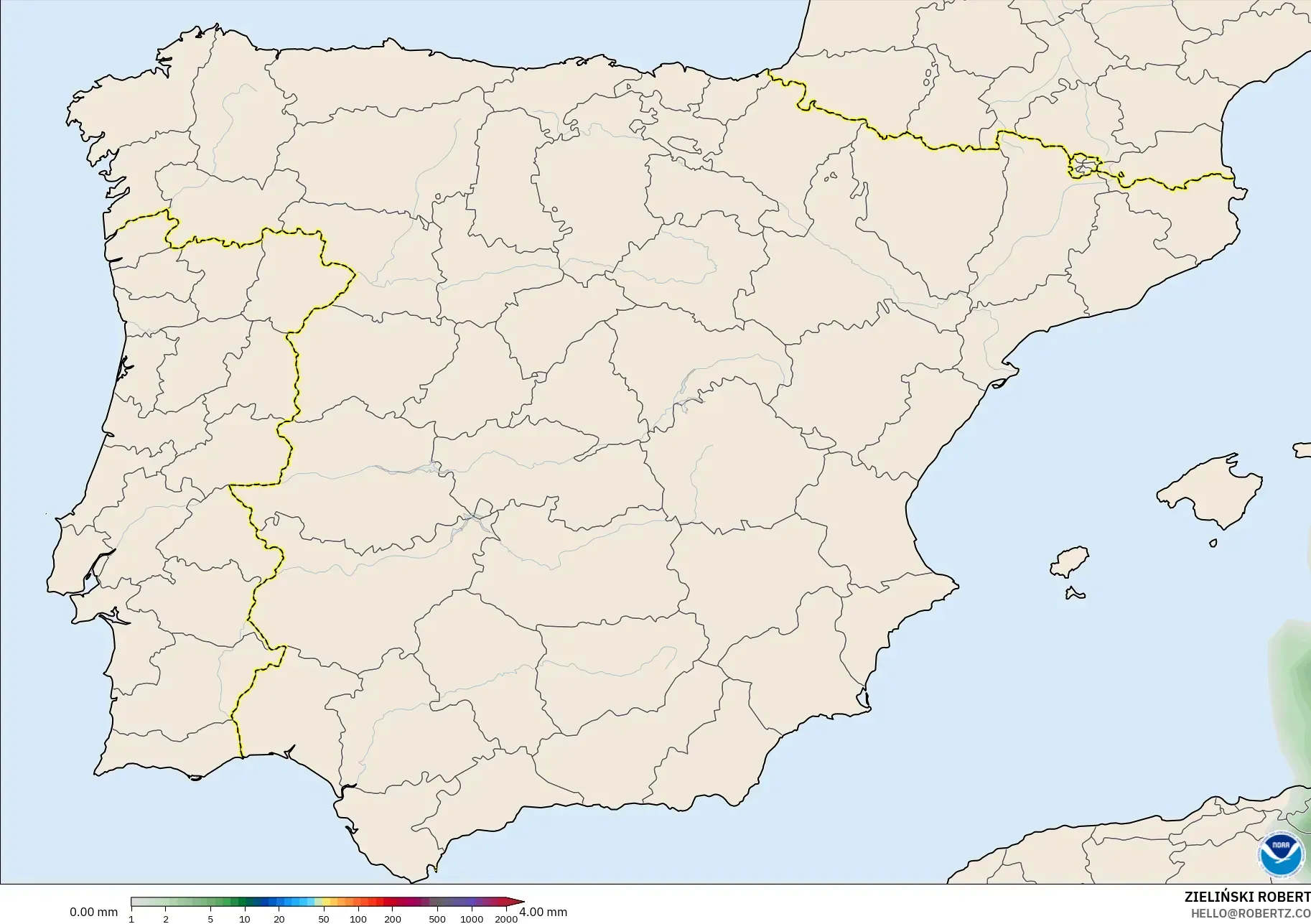 GFS modelo - Espanha, Acúmulo de precipitação