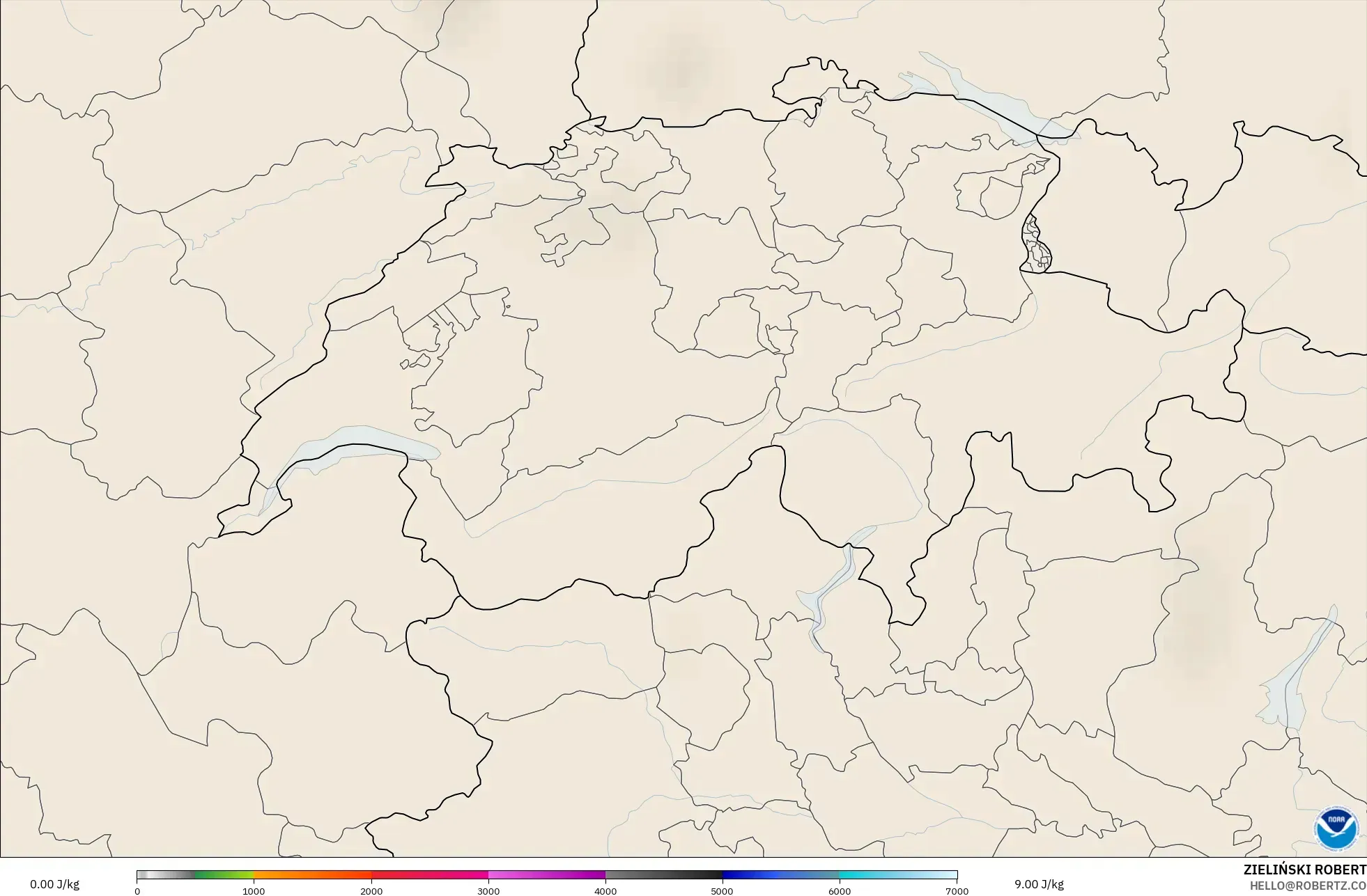 GFS modelo - Suíça, CAPE