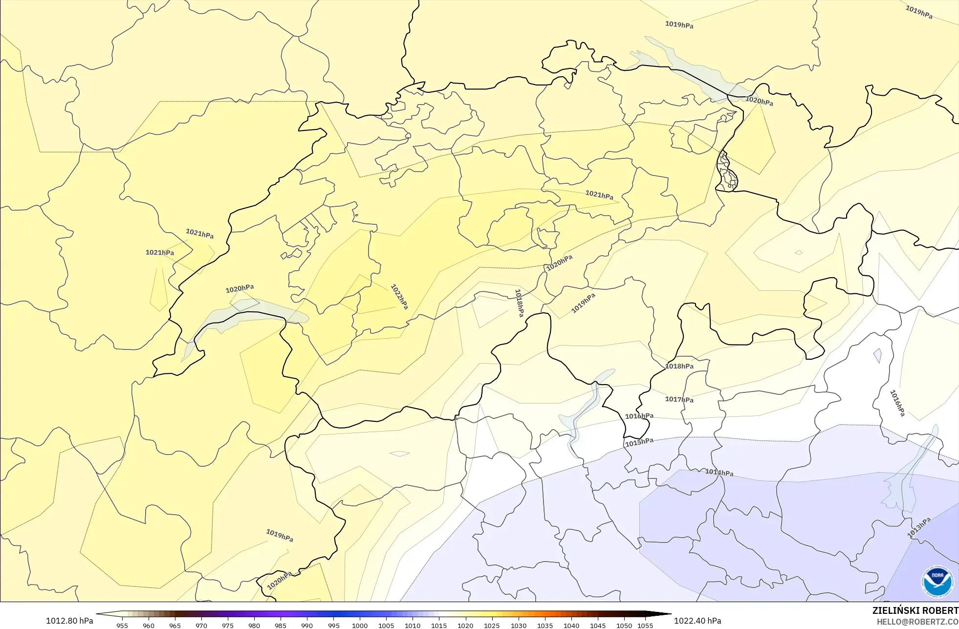 GFS modelo - Suíça, Pressão