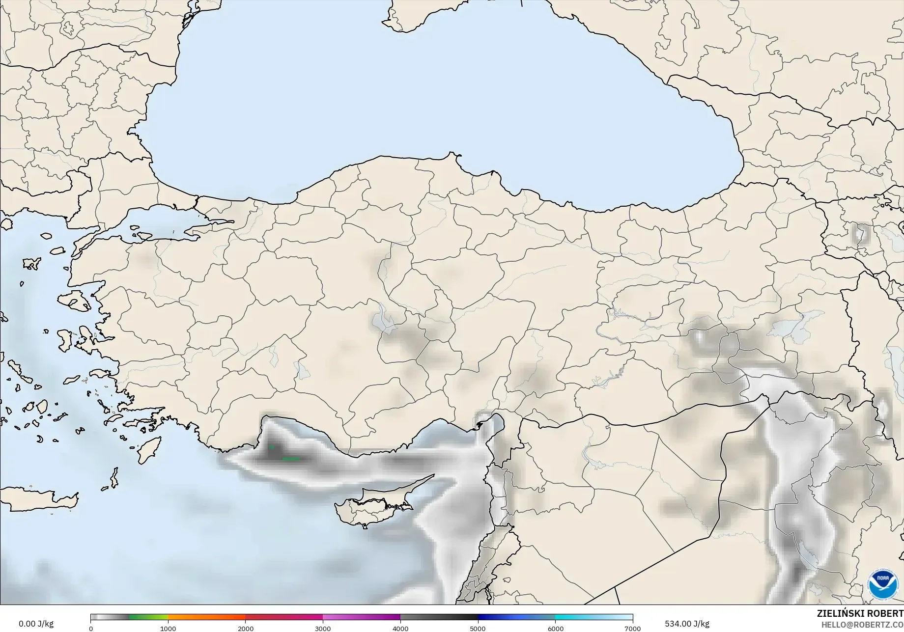 GFS modelo - Turquia, CAPE