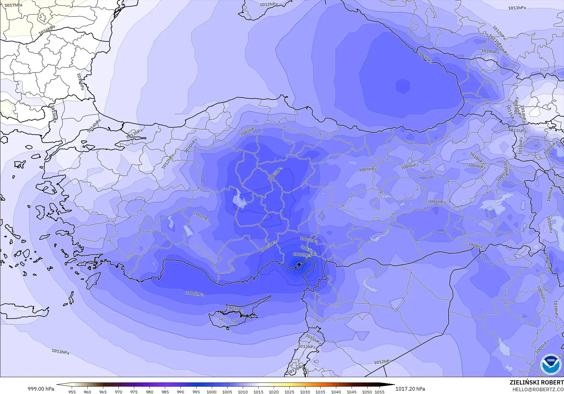 GFS modelo - Turquia, Pressão