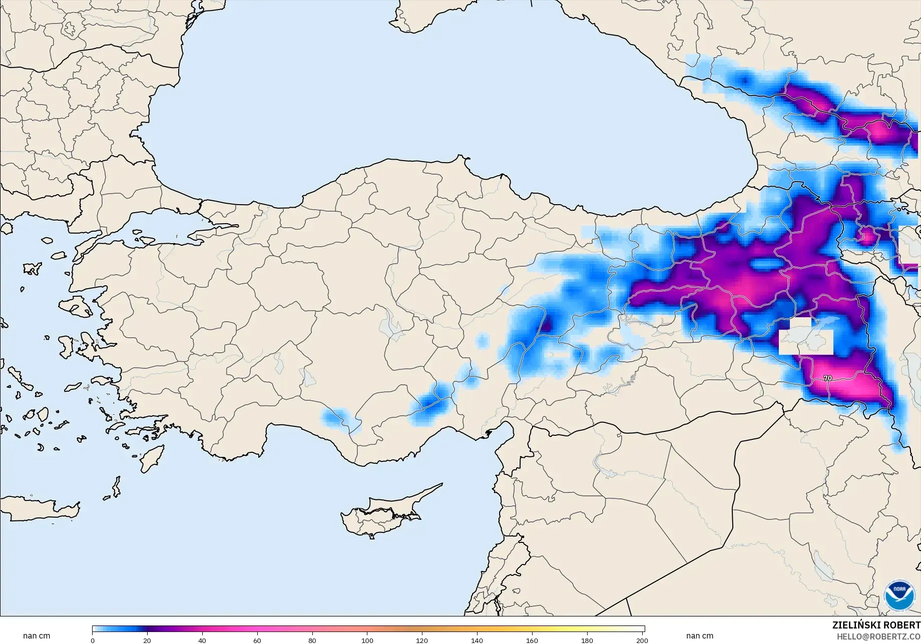 GFS modelo - Turquia, Profundidade da neve
