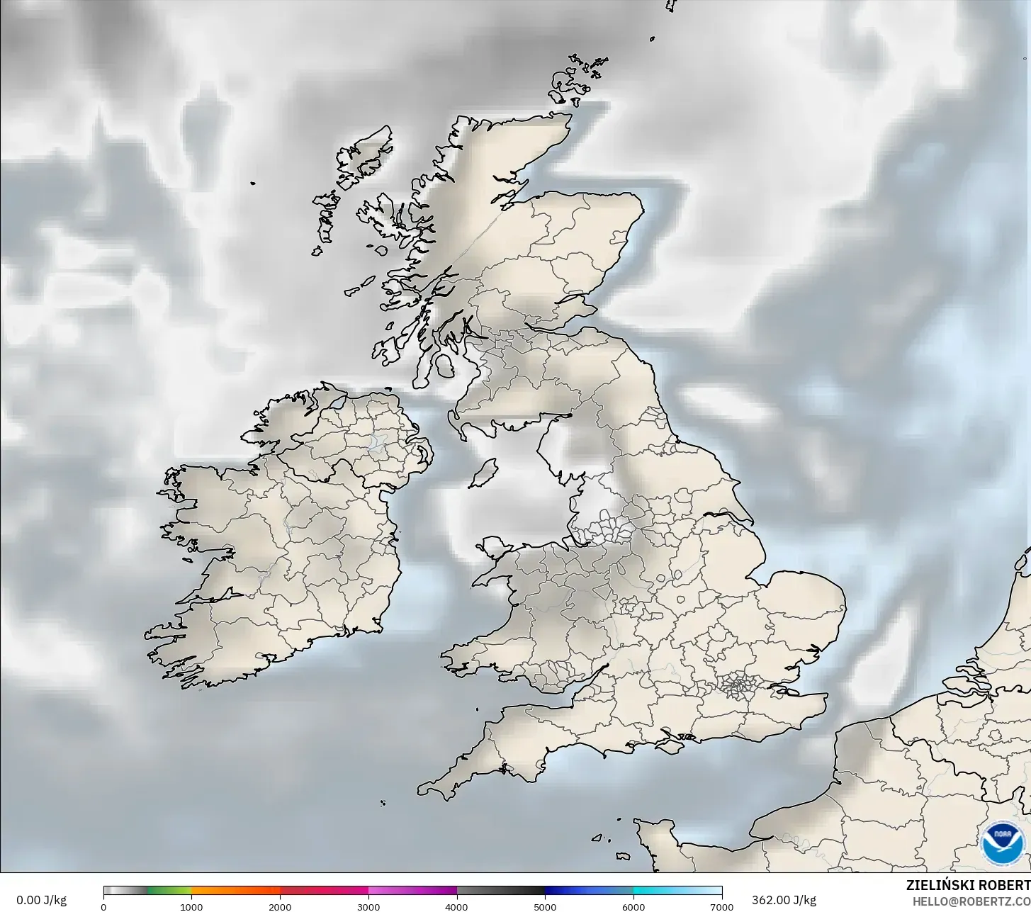 GFS modelo - Reino Unido, CAPE