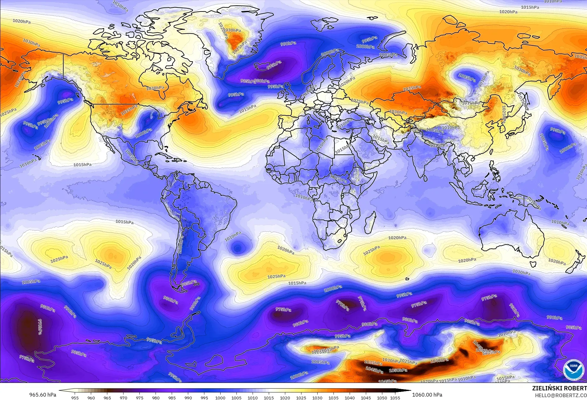 GFS modelo - Mundo, Pressão