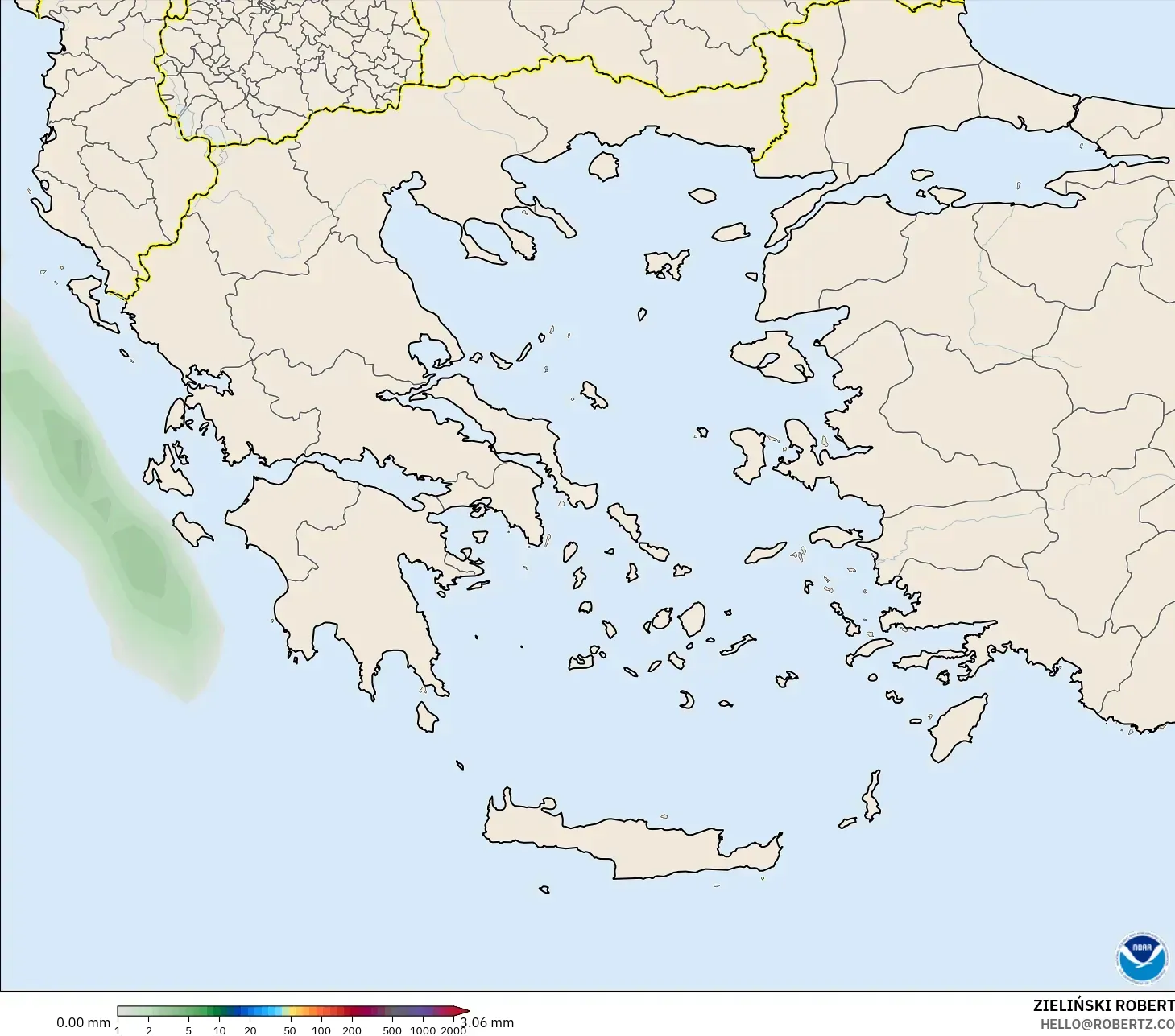 GFS modelo - Grécia, Acúmulo de precipitação