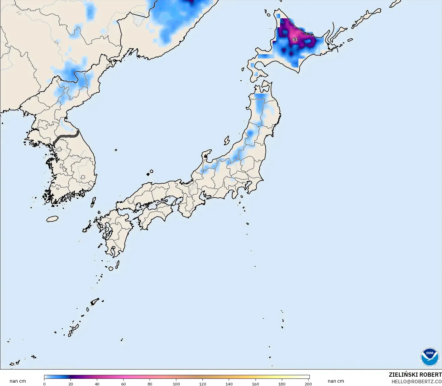 GFS modelo - Japão, Profundidade da neve