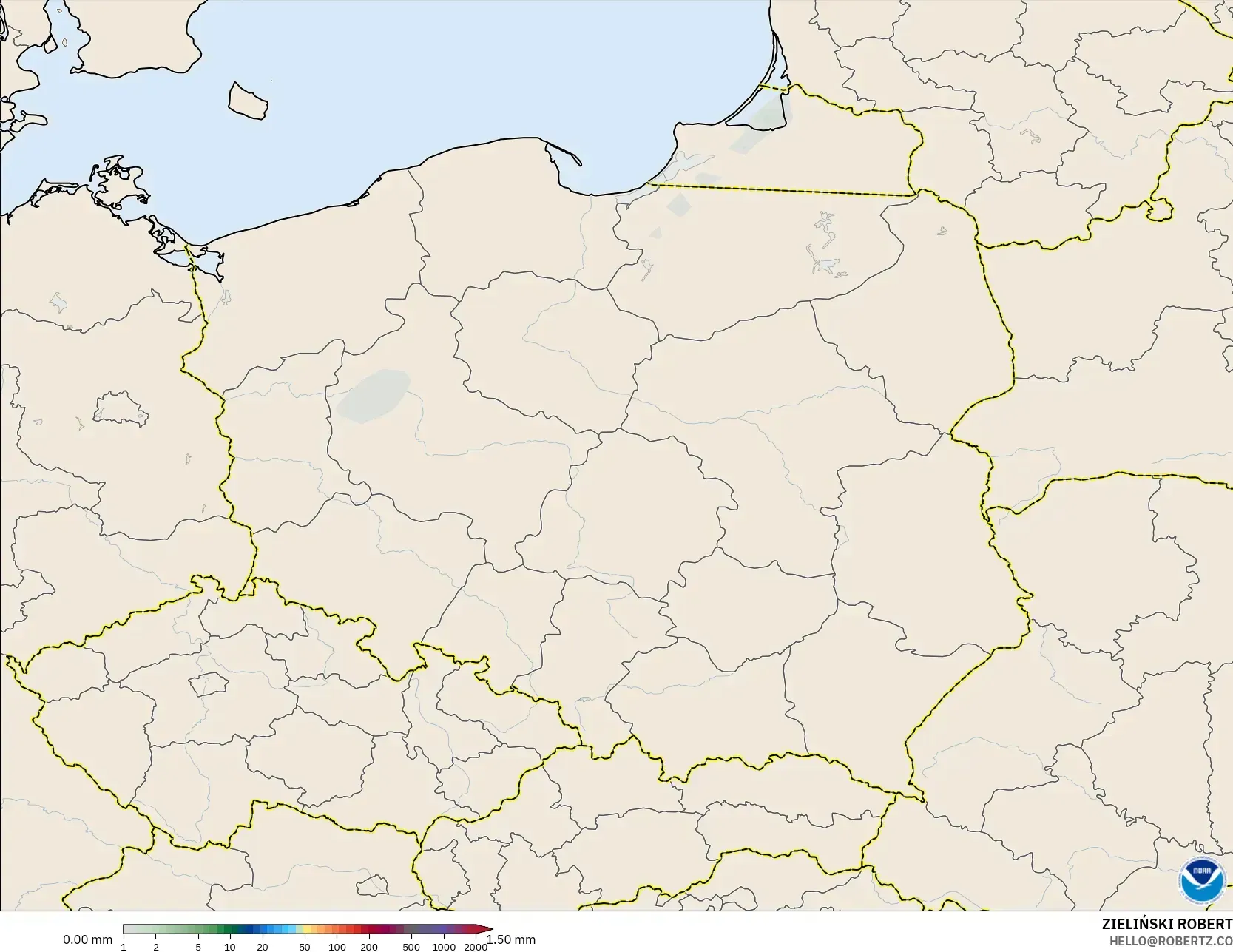 GFS modelo - Polônia, Acúmulo de precipitação