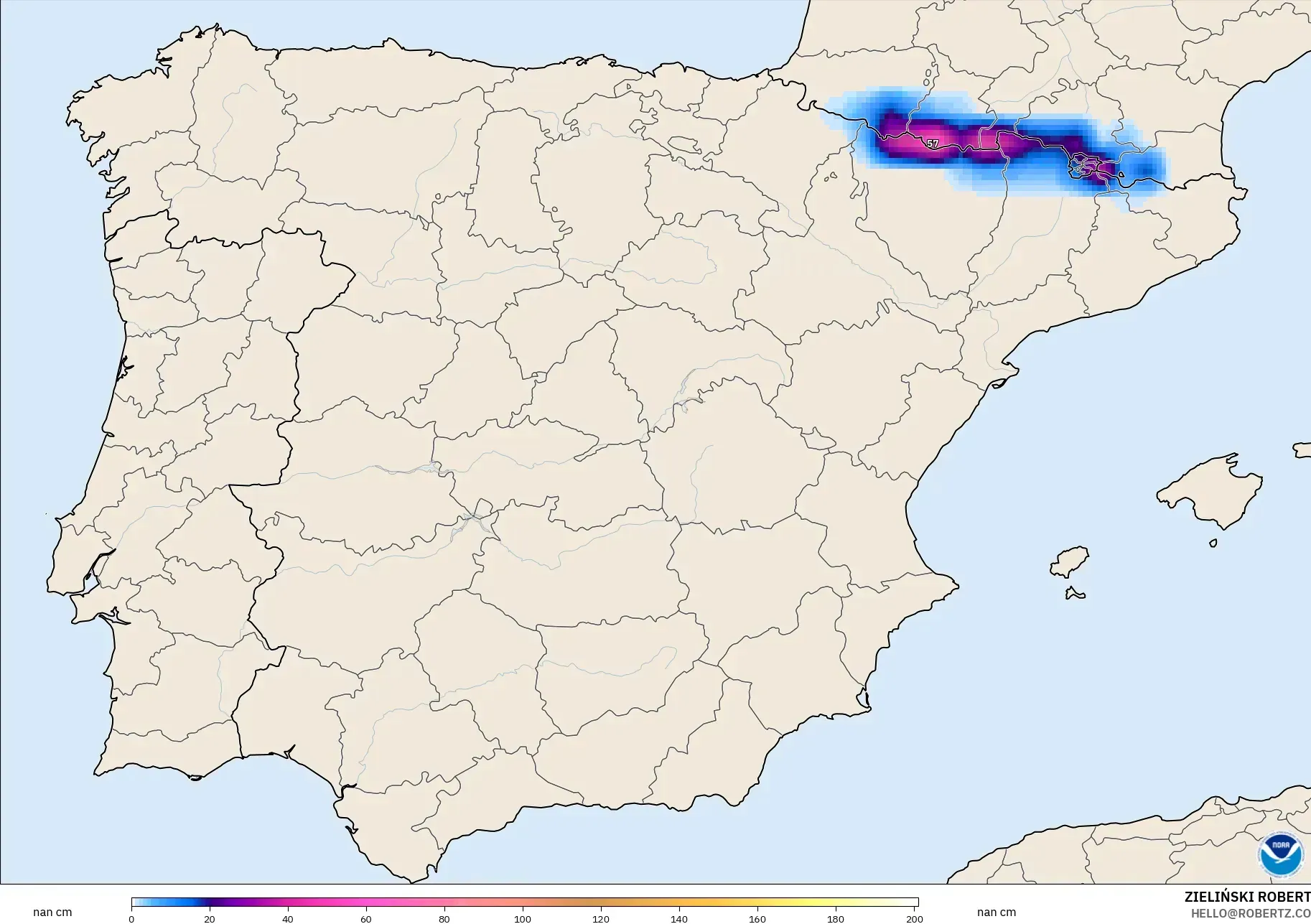 GFS modelo - Espanha, Profundidade da neve