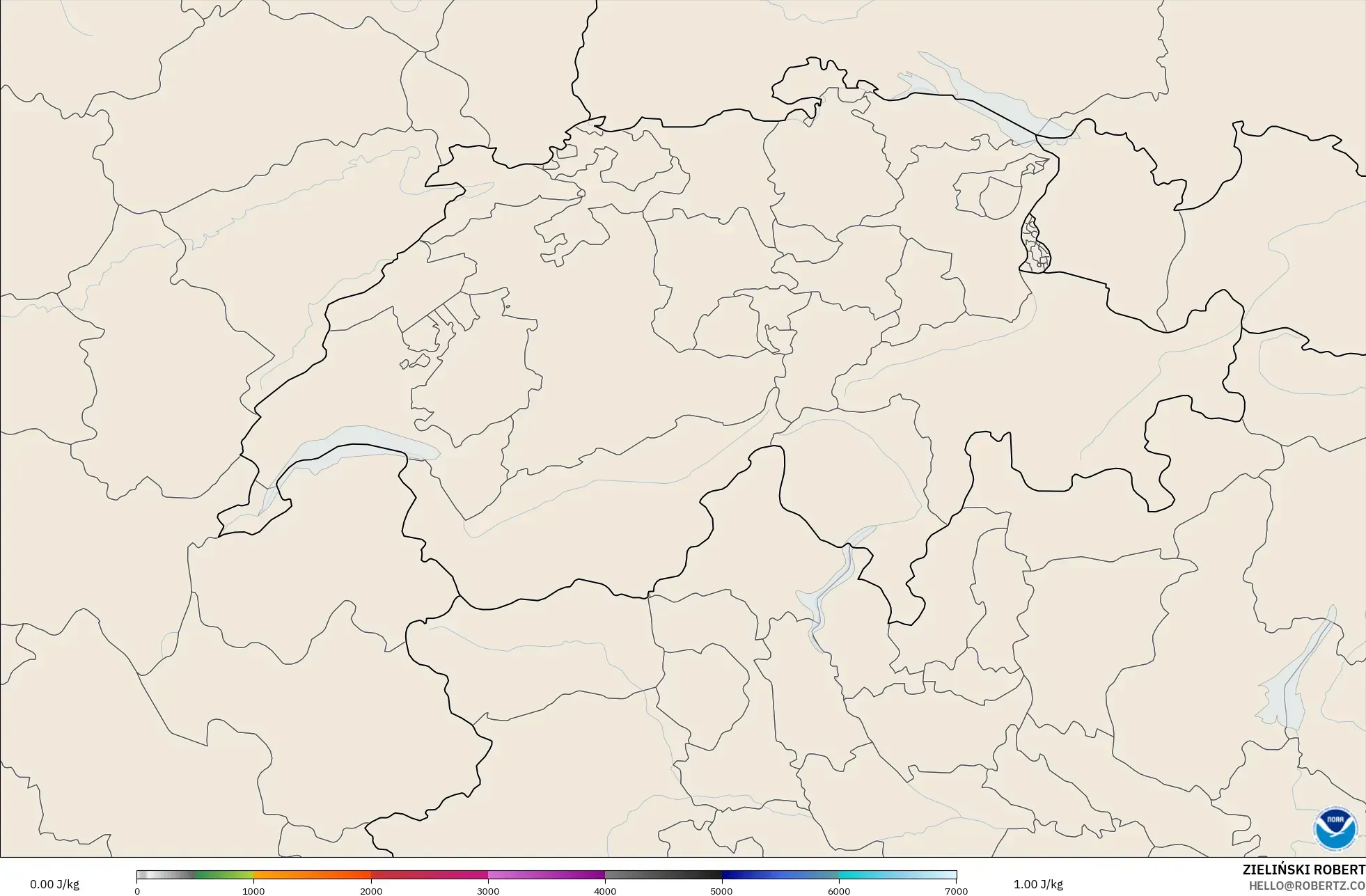 GFS modelo - Suíça, CAPE