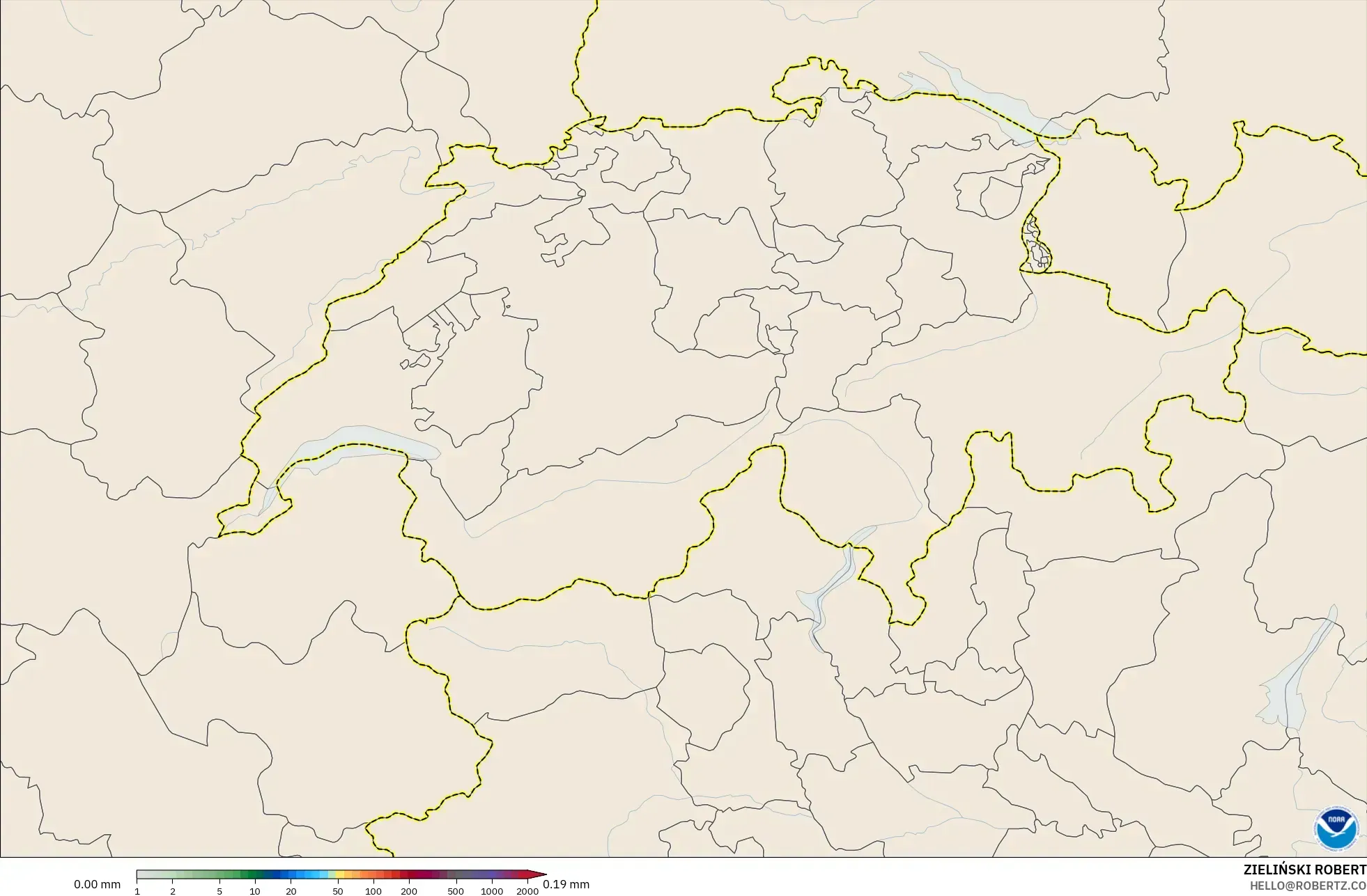 GFS modelo - Suíça, Acúmulo de precipitação
