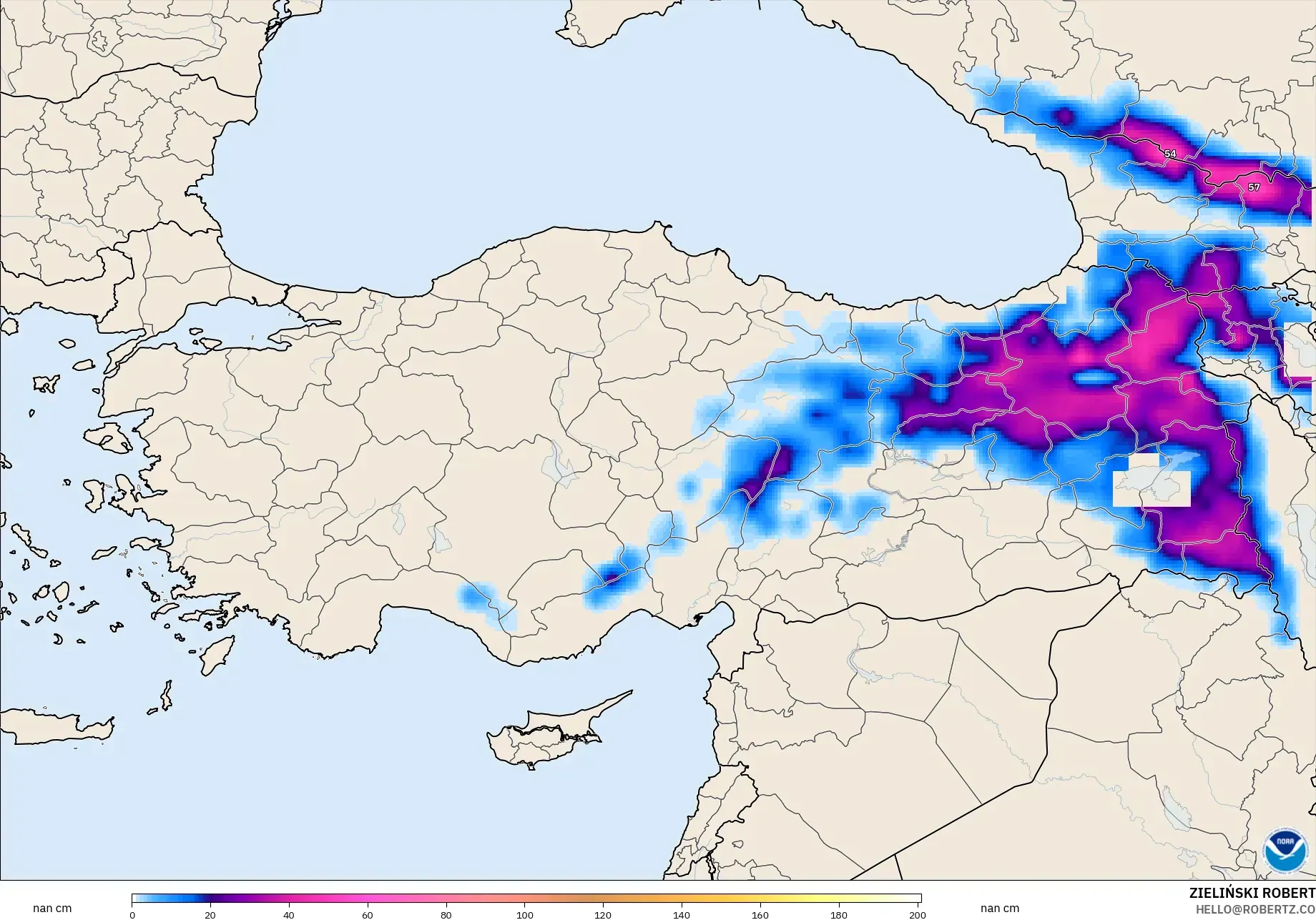 GFS modelo - Turquia, Profundidade da neve
