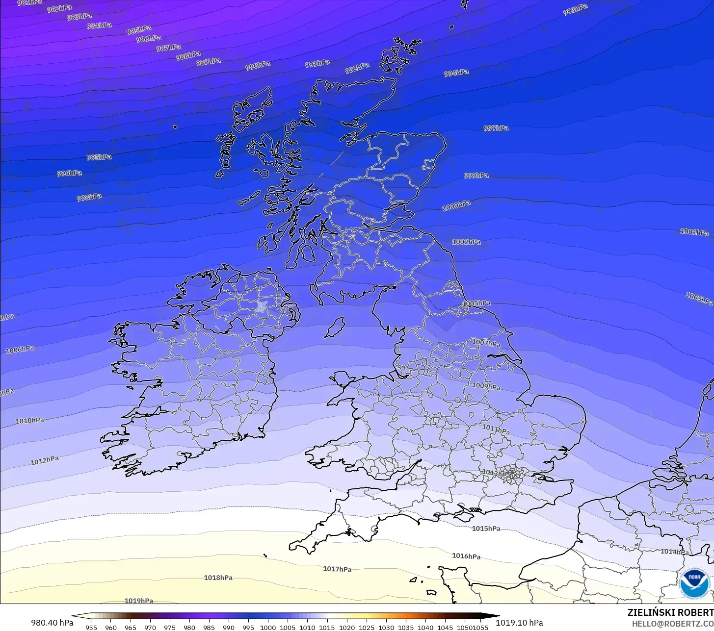 GFS modelo - Reino Unido, Pressão