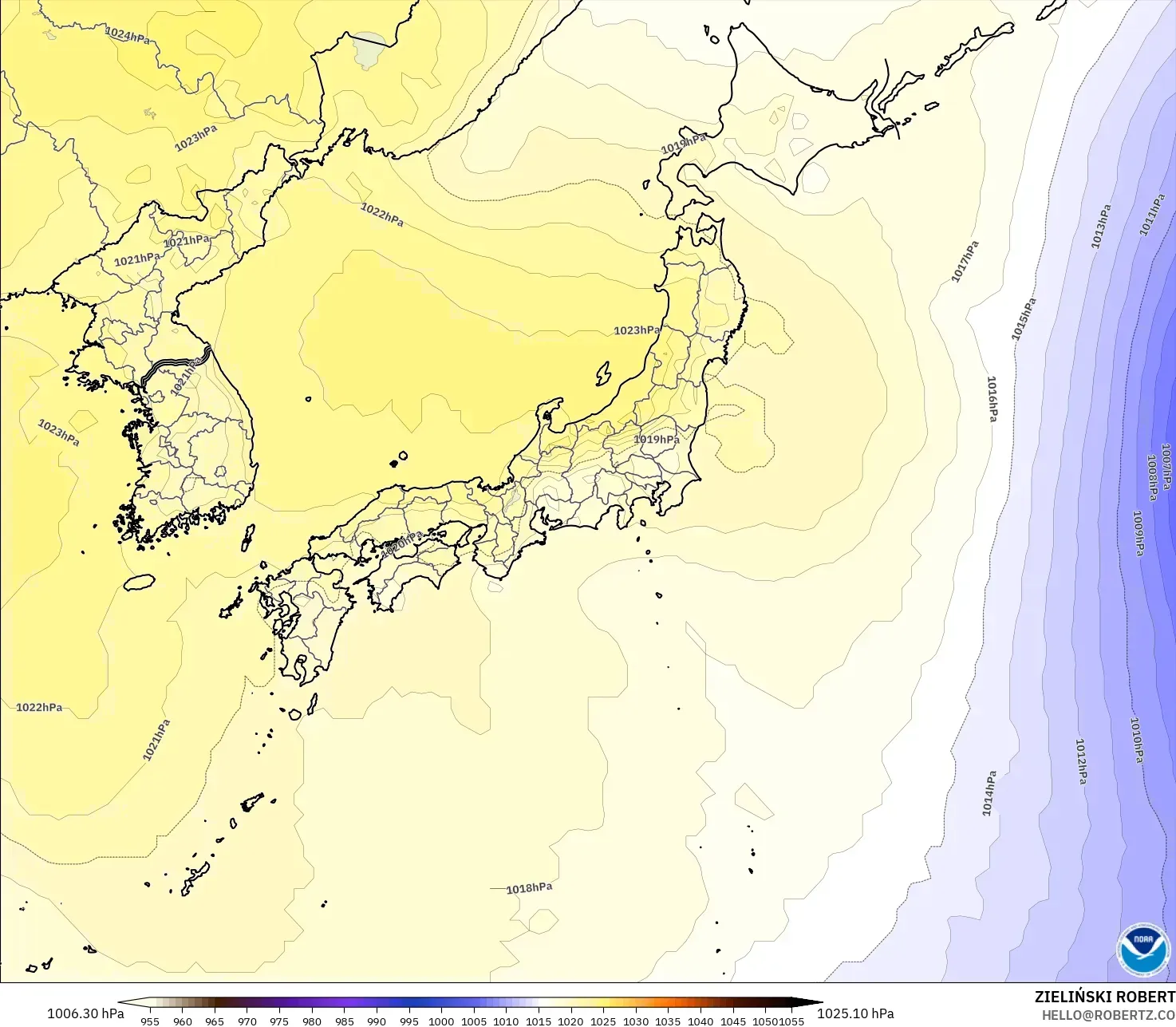 GFS modelo - Japão, Pressão