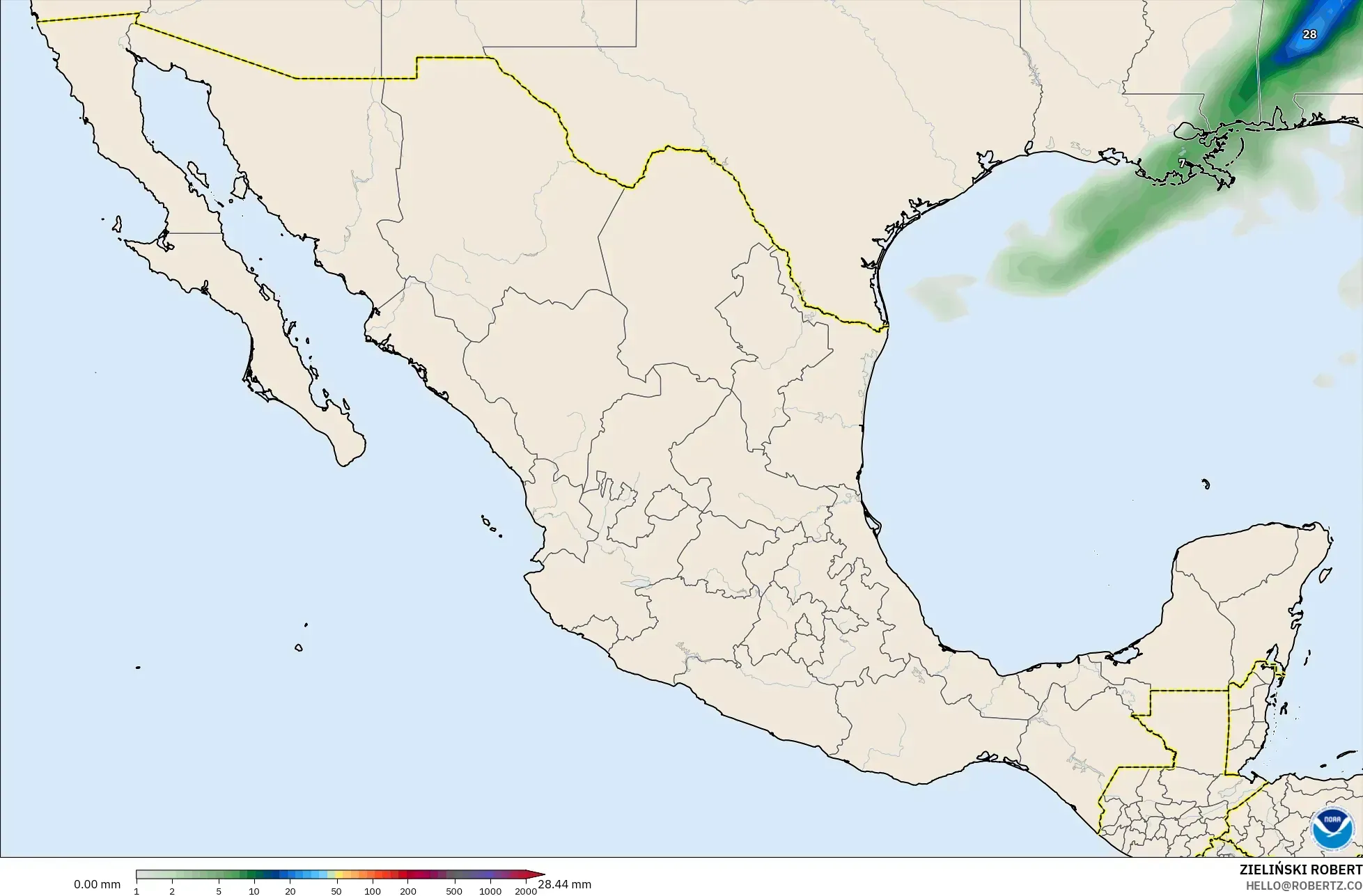 GFS modelo - México, Acúmulo de precipitação