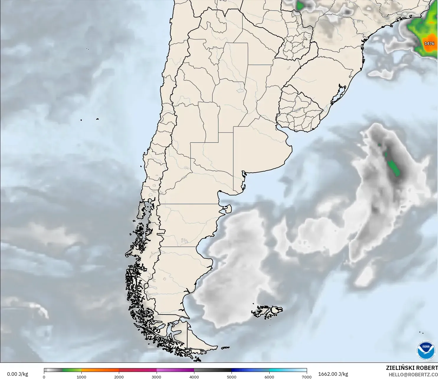 GFS modelo - Argentina, CAPE