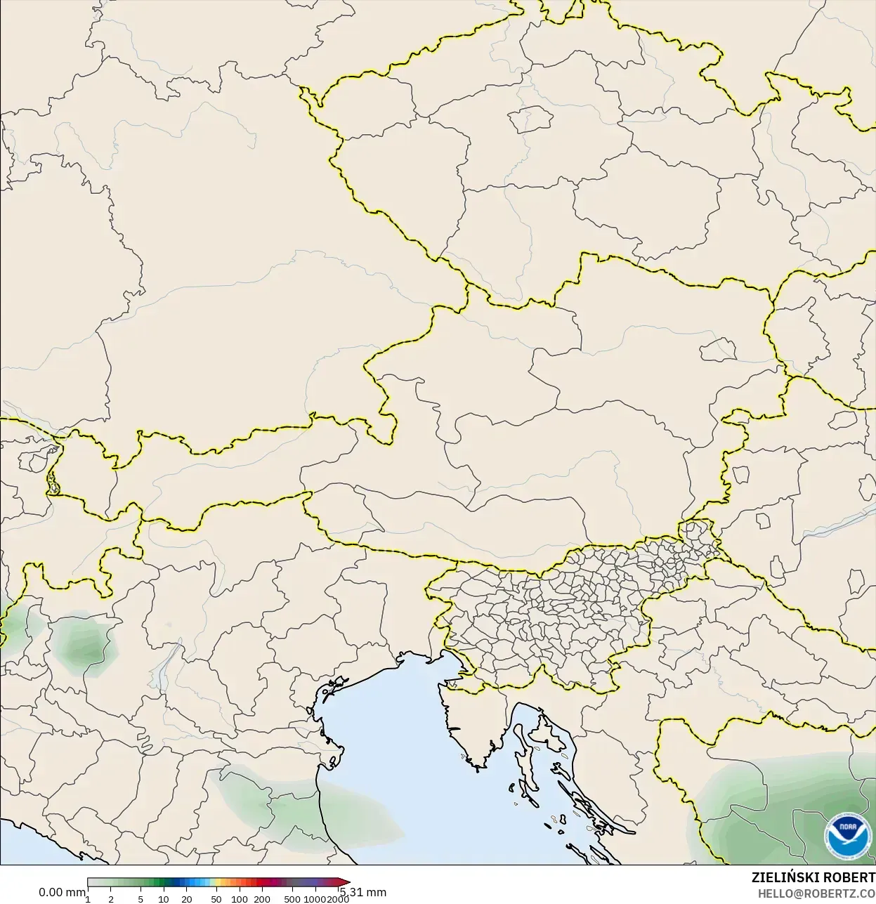 GFS modelo - Áustria, Acúmulo de precipitação