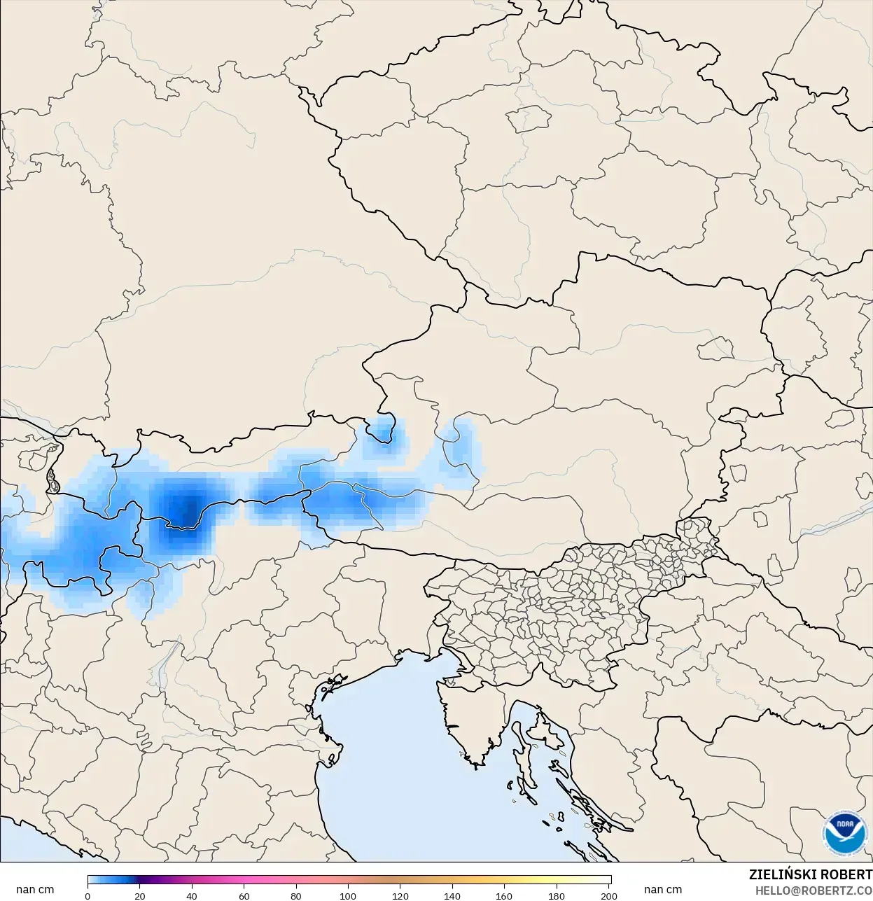 GFS modelo - Áustria, Profundidade da neve