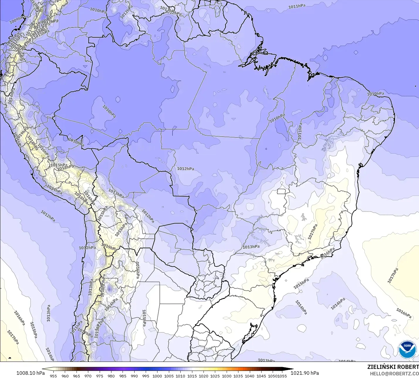 GFS modelo - Brasil, Pressão