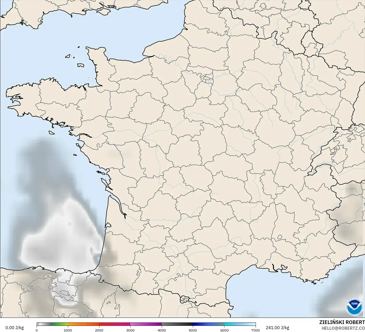 GFS modelo - França, CAPE