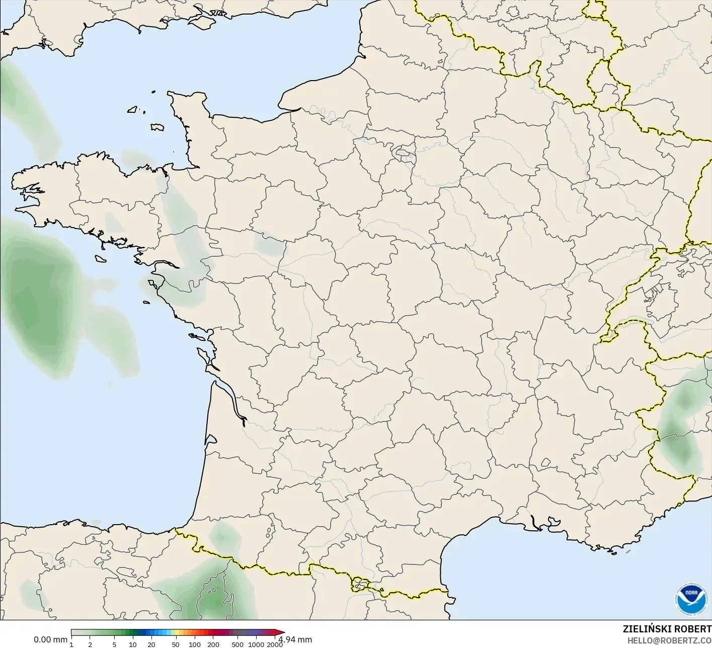 GFS modelo - França, Acúmulo de precipitação