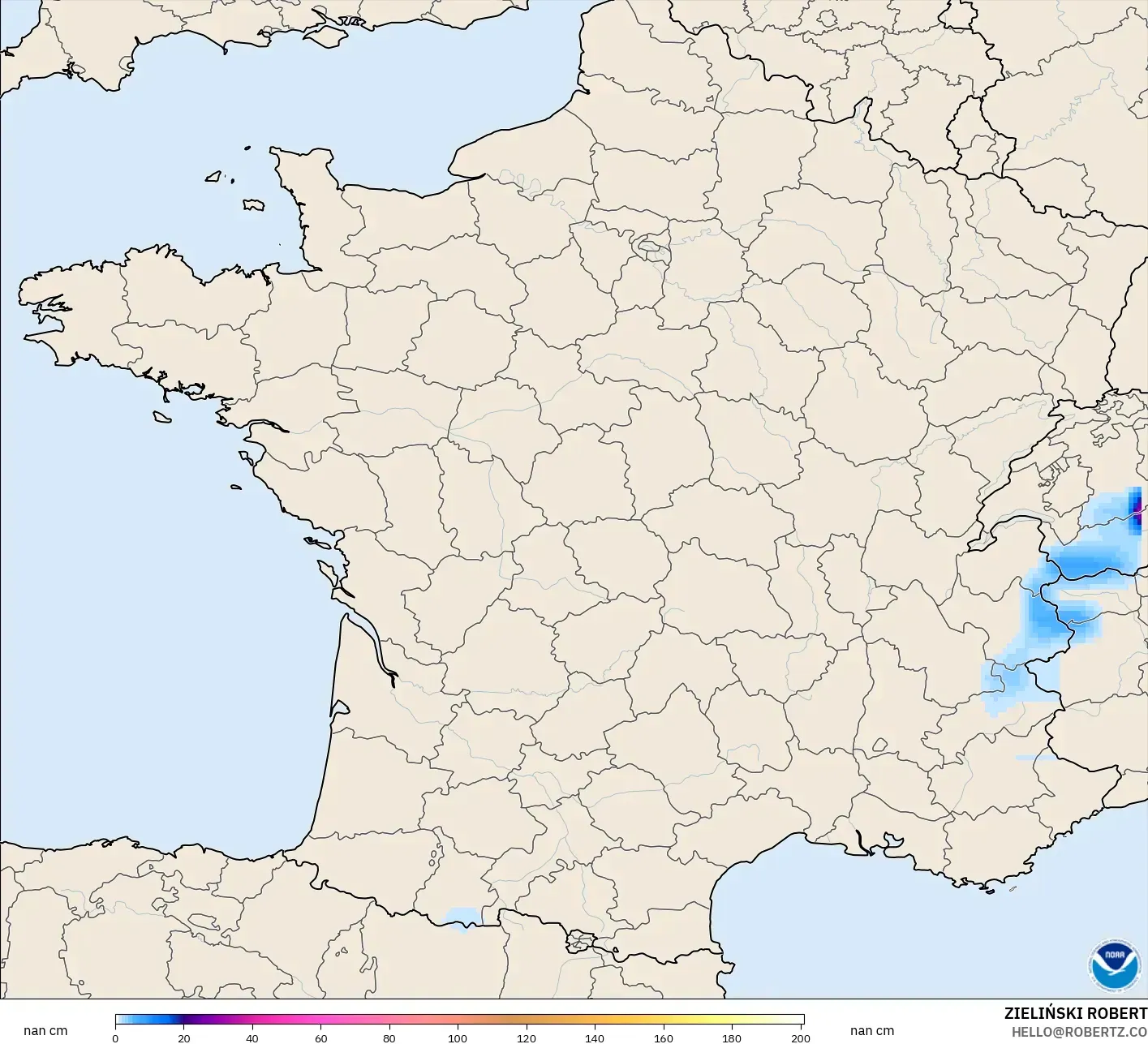 GFS modelo - França, Profundidade da neve