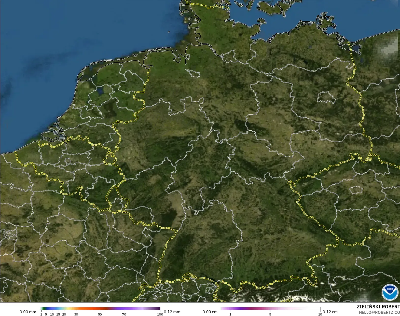GFS modelo - Alemanha, Precipitação, nuvens e pressão